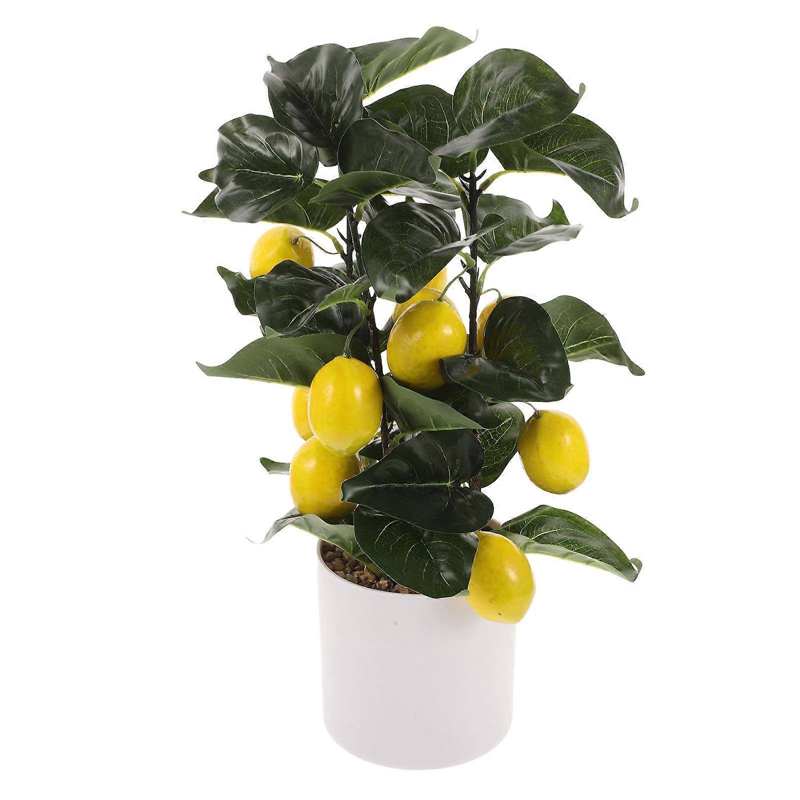 Fake Lemon Tree For Lemon Decor 16 Inches Plastic Artificial Lemon Tree Faux Lemon Tree Artificial Potted Lemon Plant For Home Kitchen Decor Living