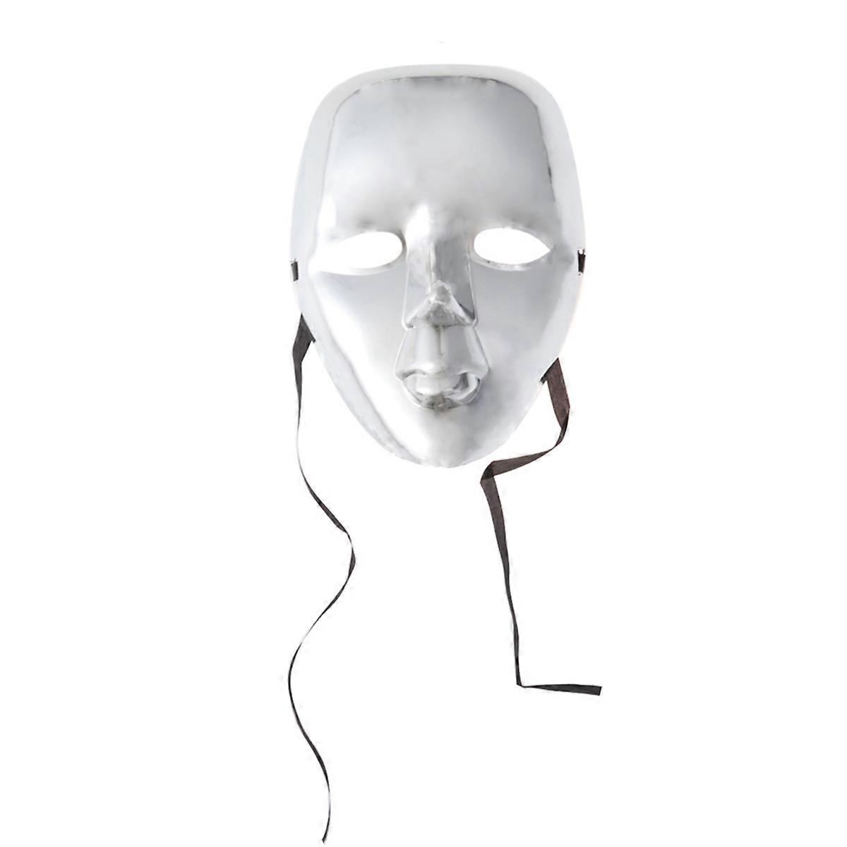 Mask For Masquerade Party Full Face Silver Glitter Performance Prop Suitable For Masquerade Parties Kids And Adults 1Pcs