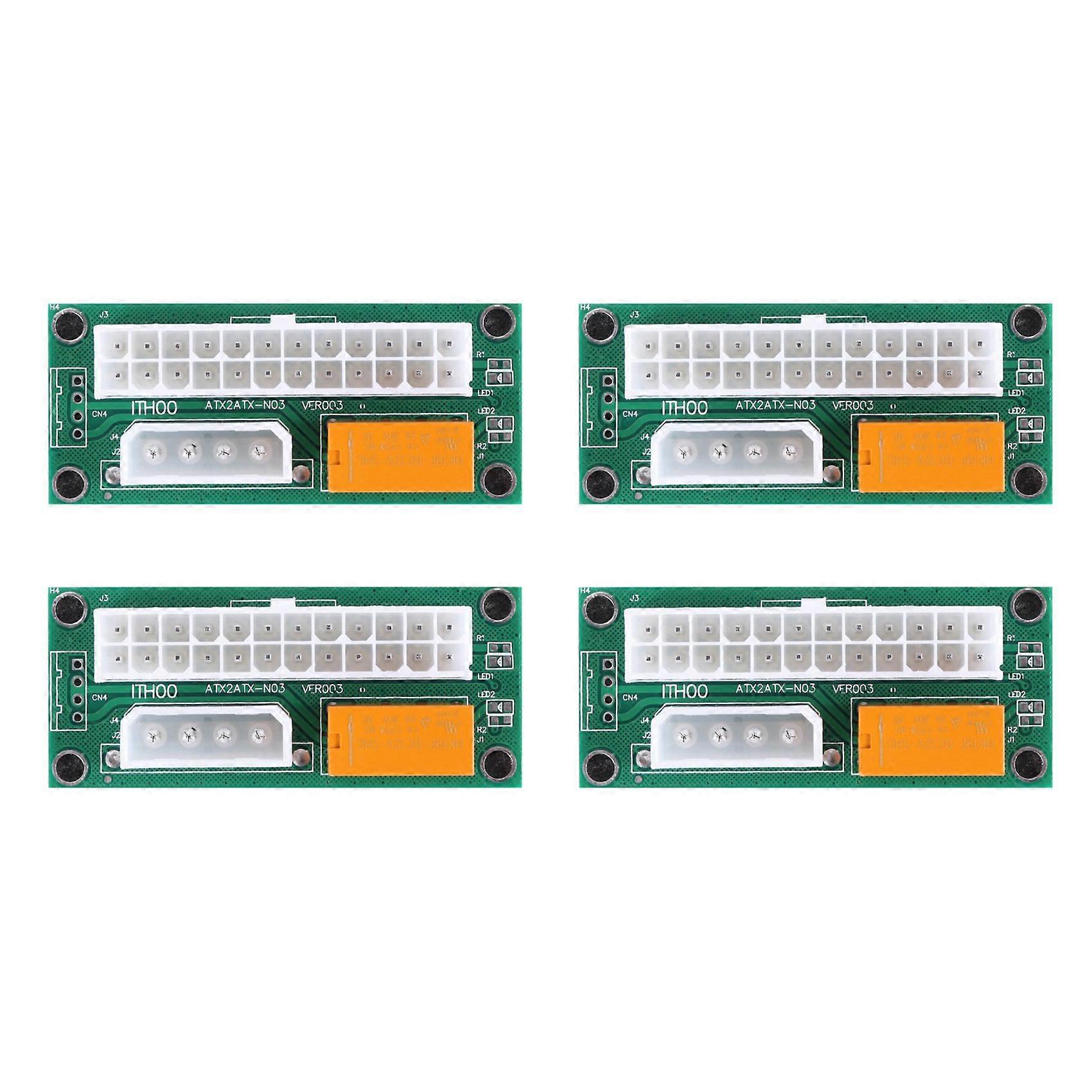 4 Pack Dual PSU Multiple Power Supply Adapter,Add2Psu ATX 24 Pin to Molex 4Pin Connector for BTC Min