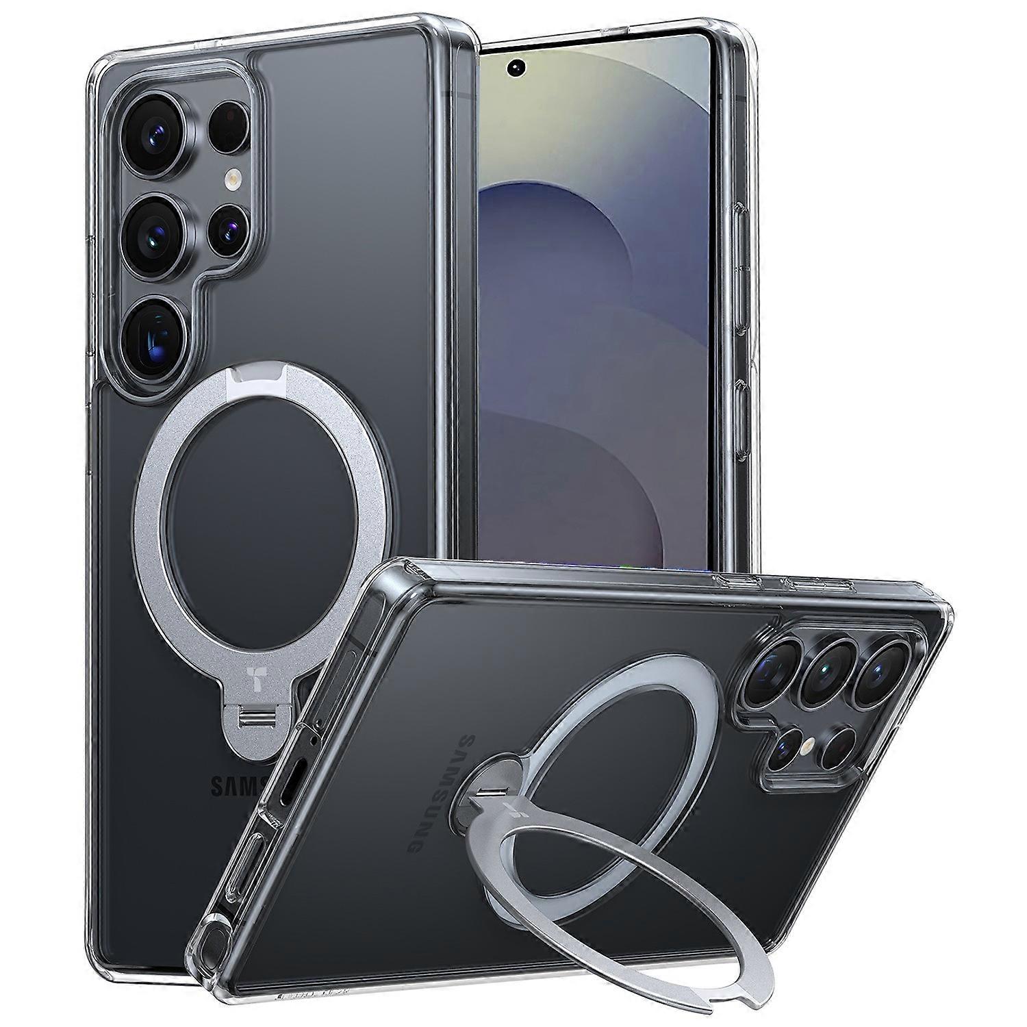 TORRAS For Samsung Galaxy S25 Ultra Case Compatible with MagSafe Rotating Kickstand PC TPU Phone Cov