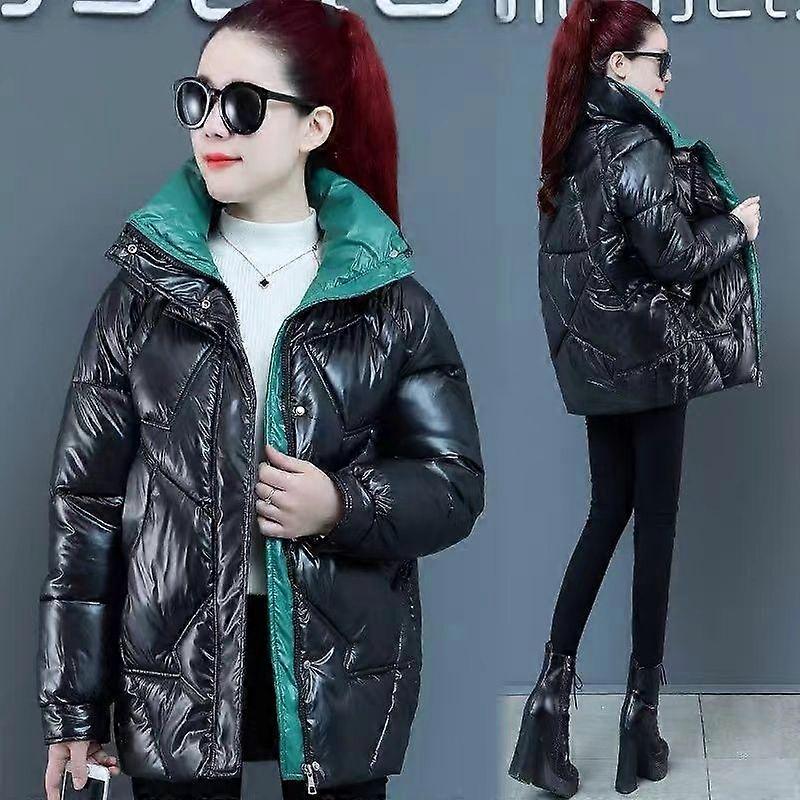 Cotton-padded Women's Long Korean Version of Loose Large Size Standing Collar Cotton-padded Jacket Winter New Style Fashion Cotton-padded Jacket