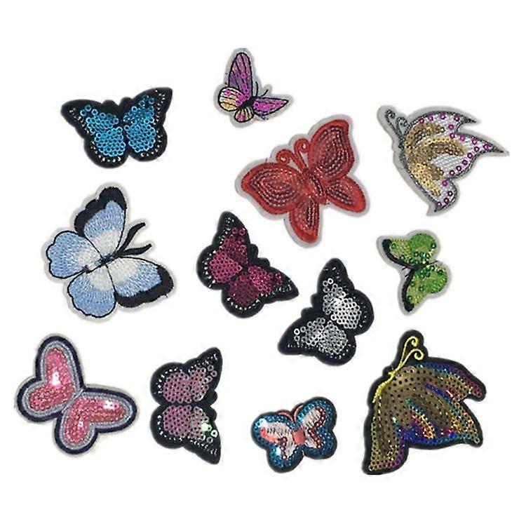 16Pcs Sew On Butterfly Patch Polyester Fashionable Embellishments for Clothing Accessories Craft Projects 6.3x7cm