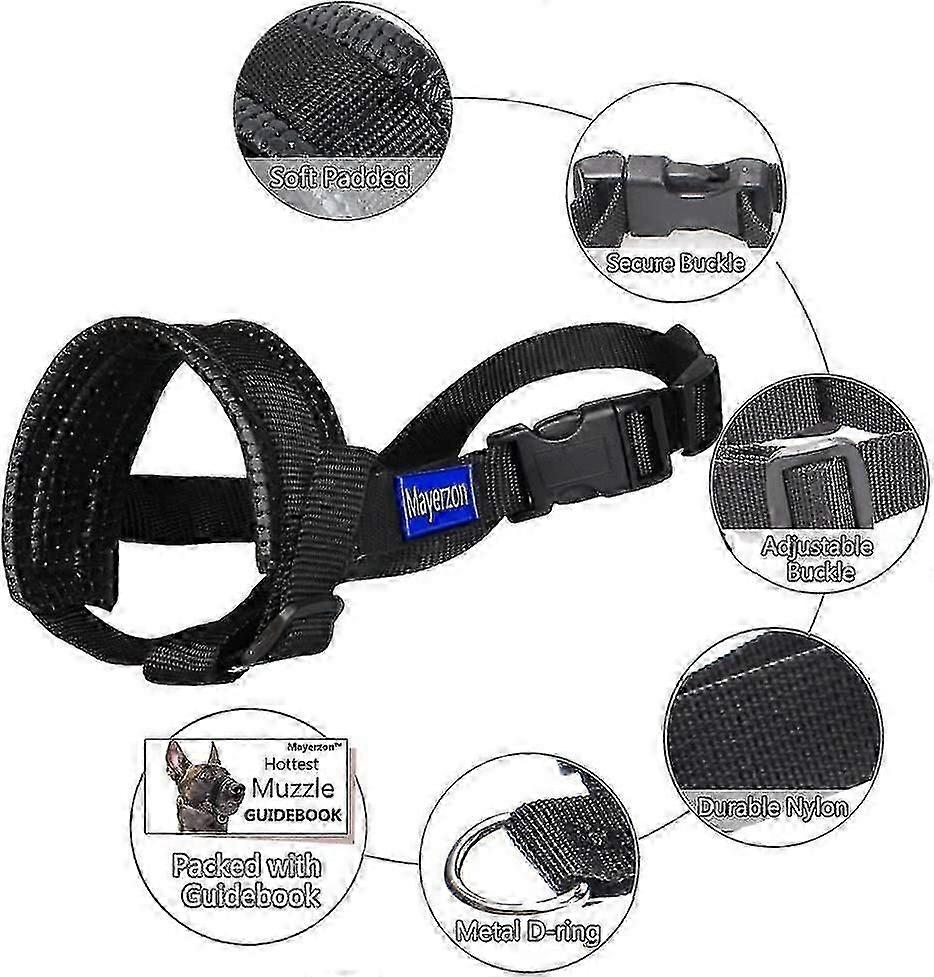 Dog Muzzle Anti Biting Barking Chewing With Soft Padding And Adjustable Loop