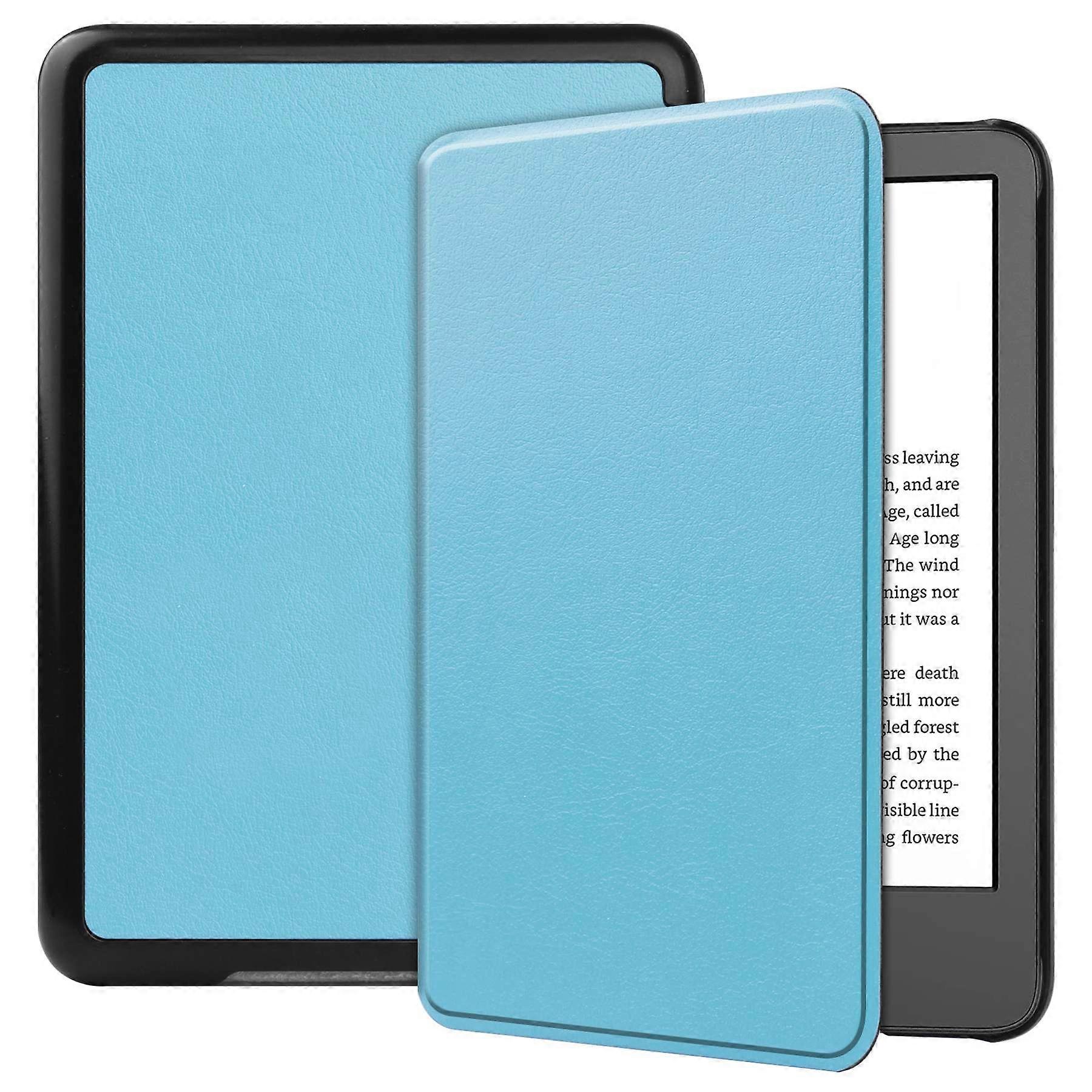 Pour Amazon Kindle 6" (2022) Couleur unie PU Cuir Couverture Auto Sleep Wake Anti-Scratch E-Reader Case Sky Blue
