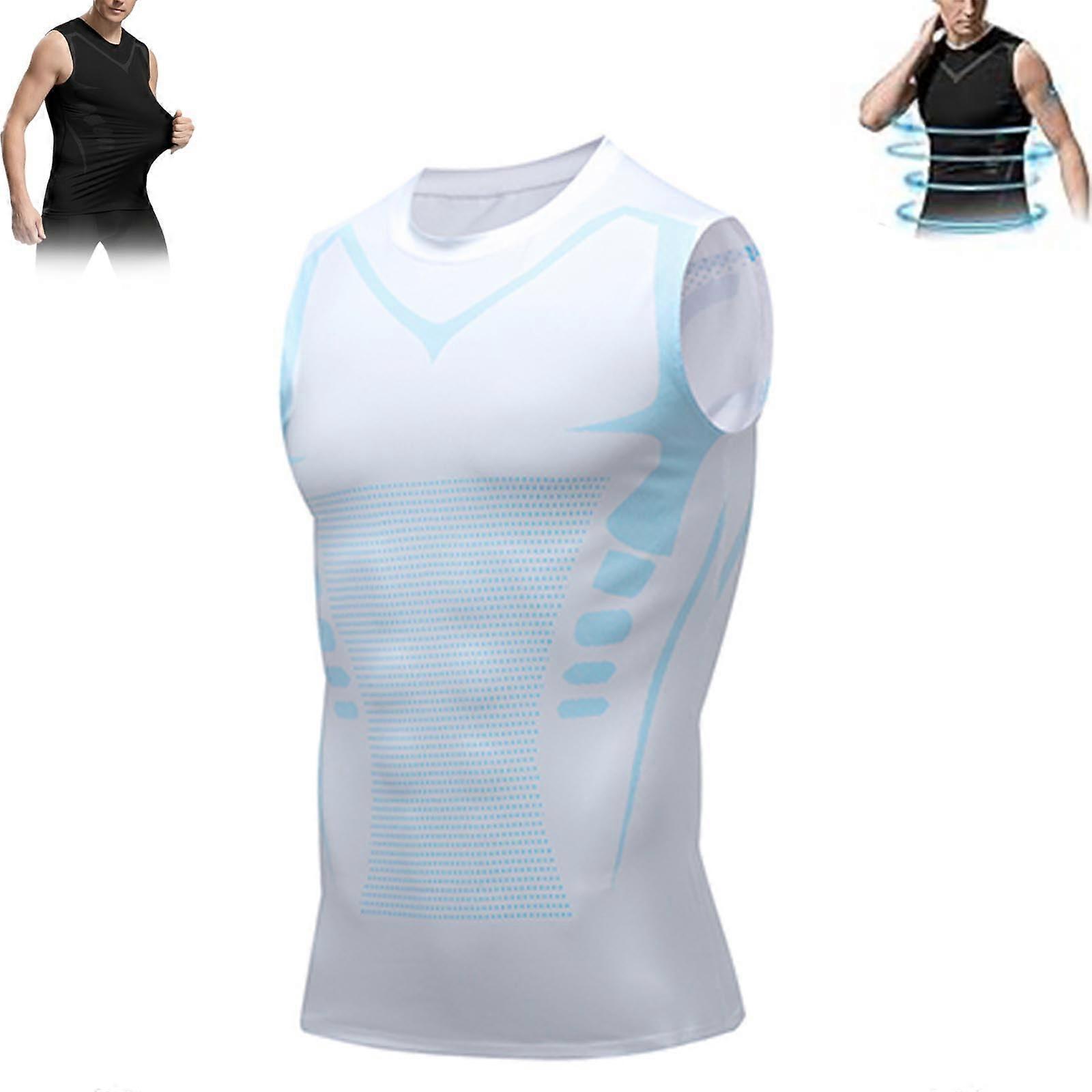 Gfouk Menionic Tourmaline Posture Correction Vest for Men, Energxcel Ionic Shaping Vest, Size M, White Color