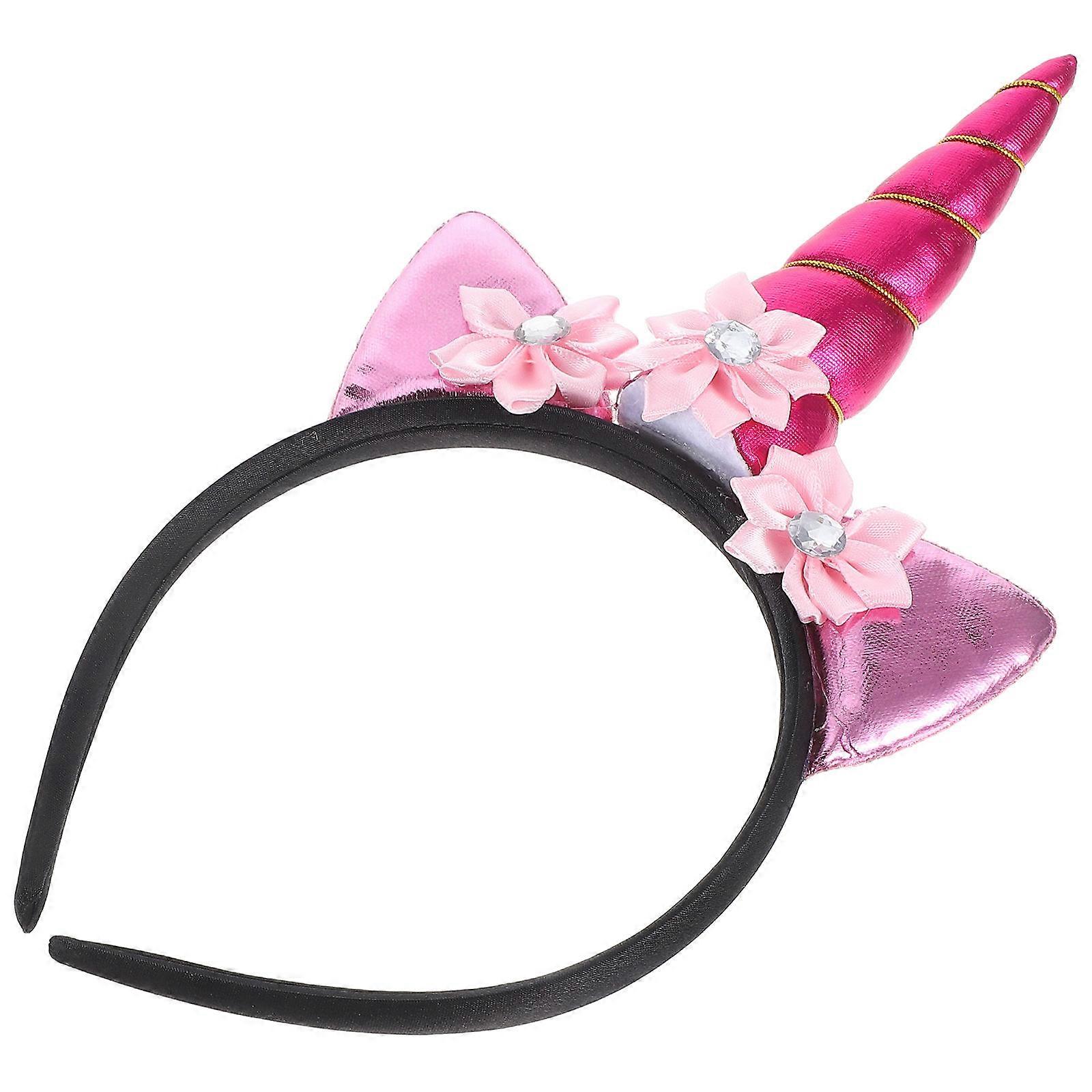 Unicorn Hairband with Flower and Crystal Handmade Headpiece for Birthday Parties, Costume Shows, and Carnivals – Festive Accessory for Fun Events