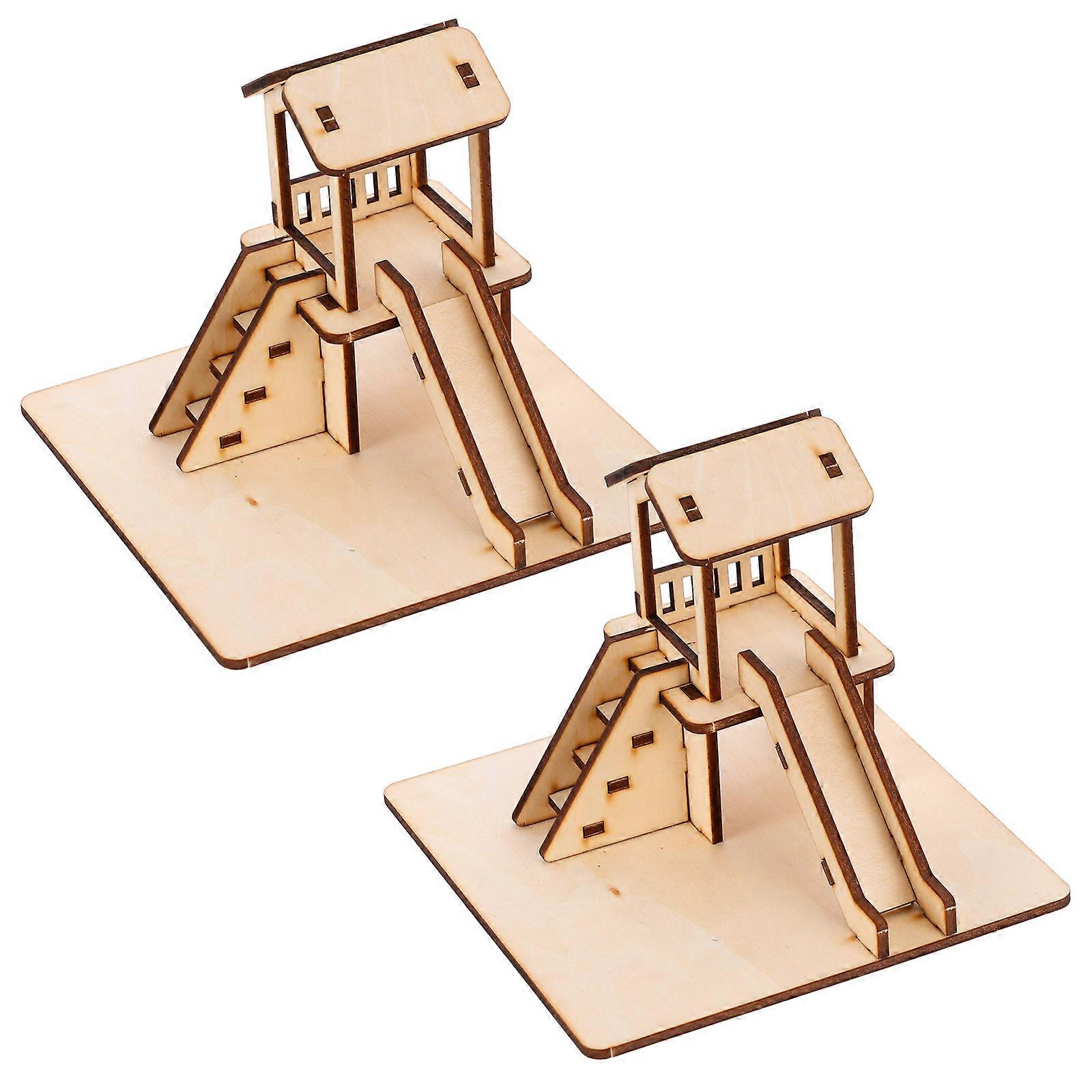 Building Kits For Kids Wooden Slide Assembly Puzzle Toy 2 Sets Designed For Children To Enhance Hands-On Ability And Imagination Development