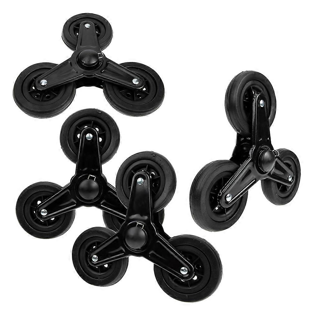 Stair Climbing Heavy Duty Cart Wheels Replacement Parts For Grocery Carts Trolleys And Utility Carts 4-Pcs Black Iron Construction