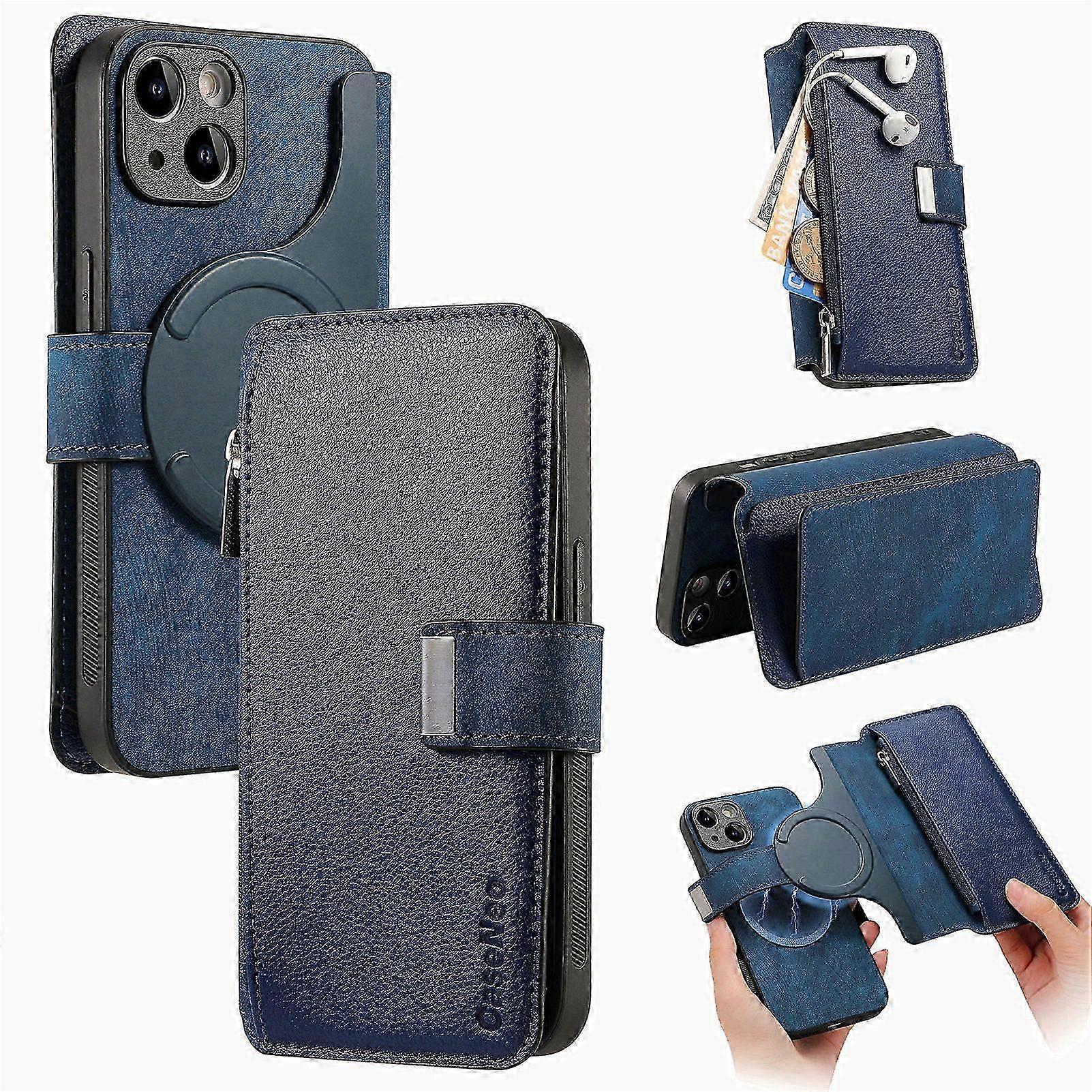 For iPhone Case Anti-theft Brush Magnetic Removal iPhone 15 Leather Case