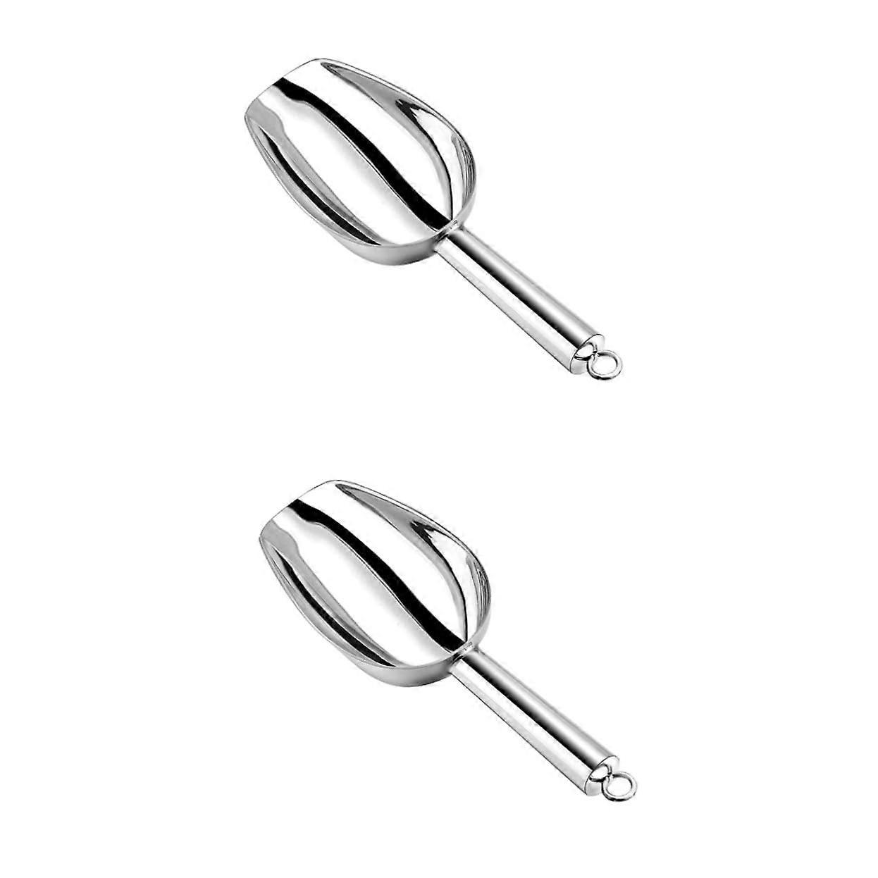 2 ice scoops with ring, practical for ice cubes, candies, nuts, stainless steel, dishwashersafe