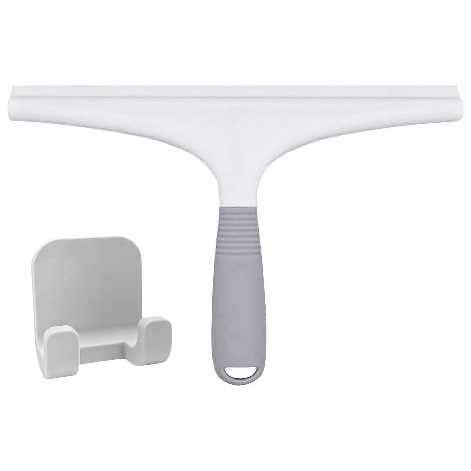 Shower Window Squeegee Silicone ABS Streak with Ergonomic Handle White