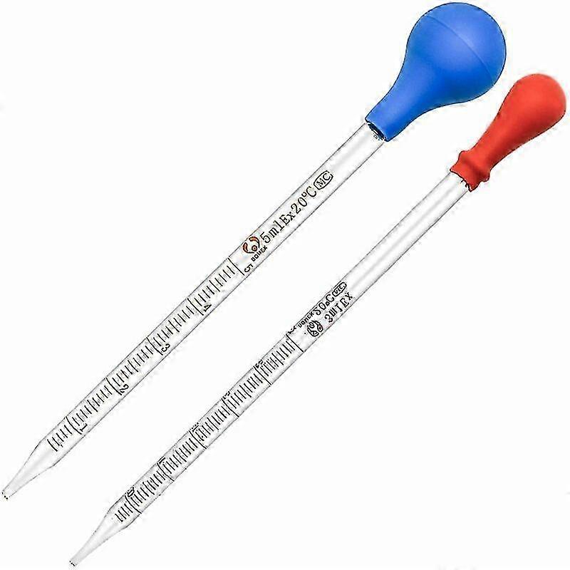 2025 3ml 5ml Glass Dropper Pipette Glass Pipette Graduated Dropper Pipettes 2pcs Dropper Pipette with Scale Line