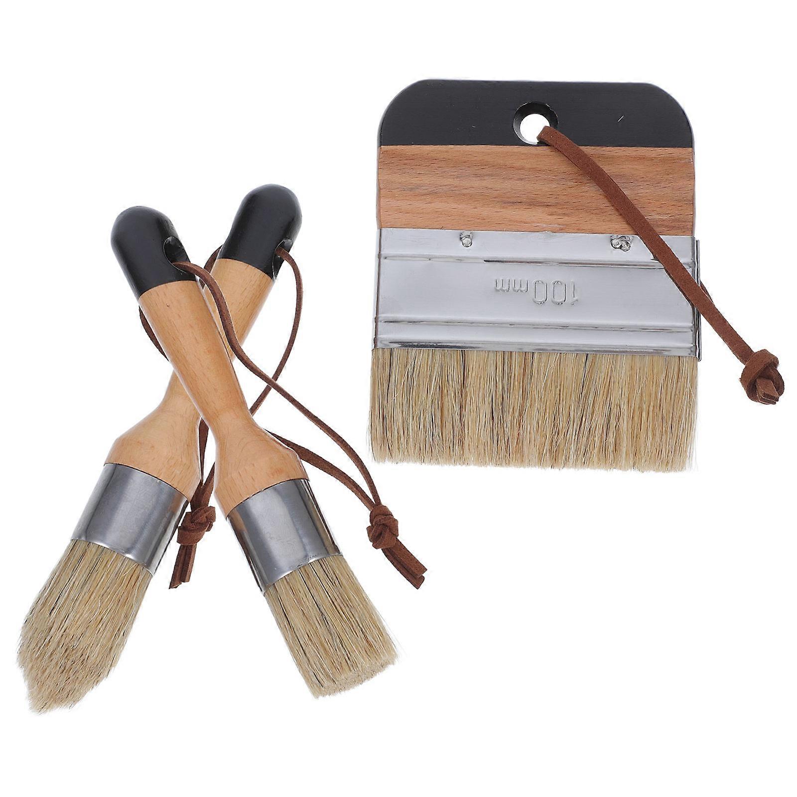 Wax Brushes Set with Flat, Pointed, and Round Bristle Heads for DIY Projects, Furniture, and Art Painting – Versatile Wood Handled Painting Tools