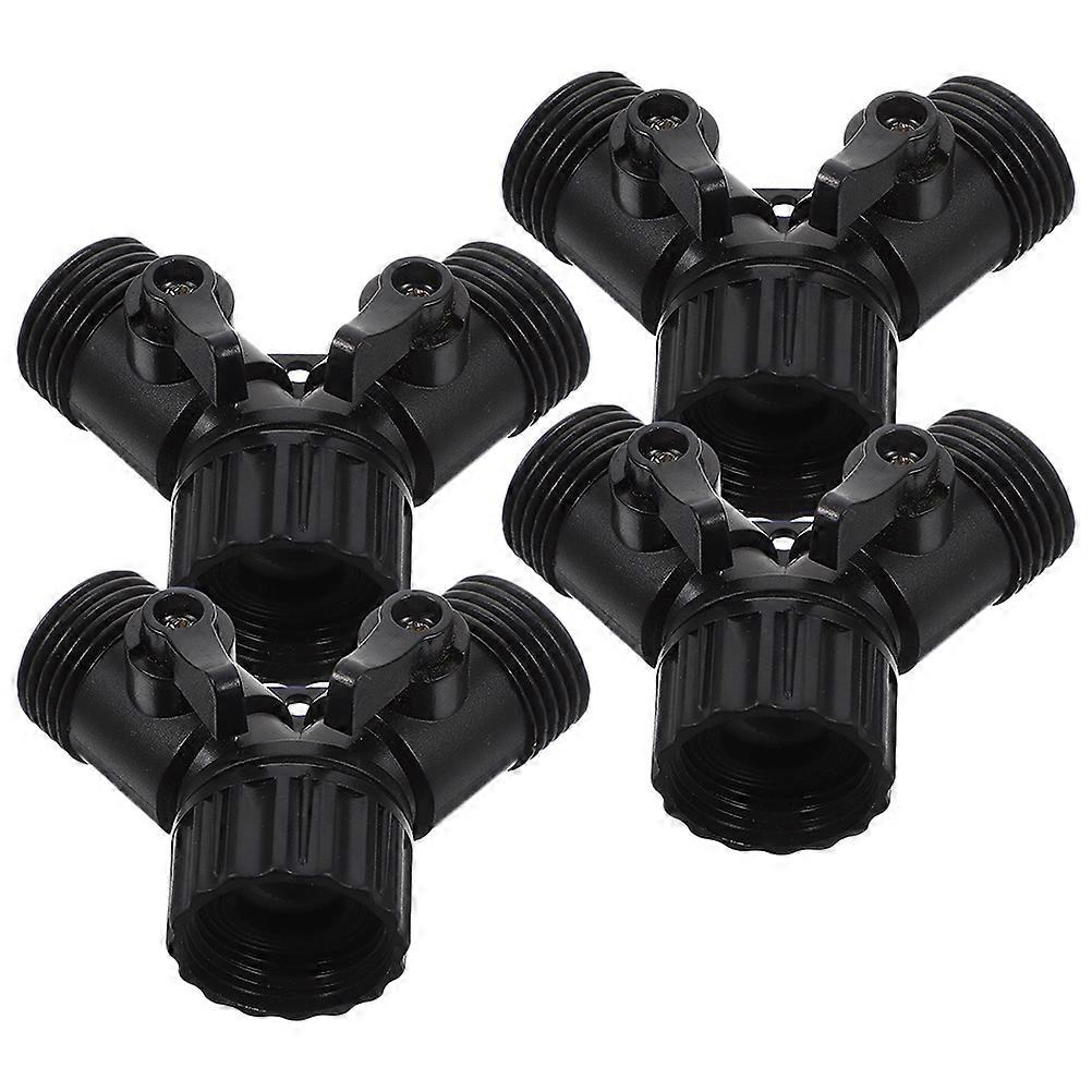 Adjustable Hose Splitter 4Pcs Y Type Connector For Garden Hose Efficient Water Flow Regulation Black ABS Material Suitable For Outdoor Activities