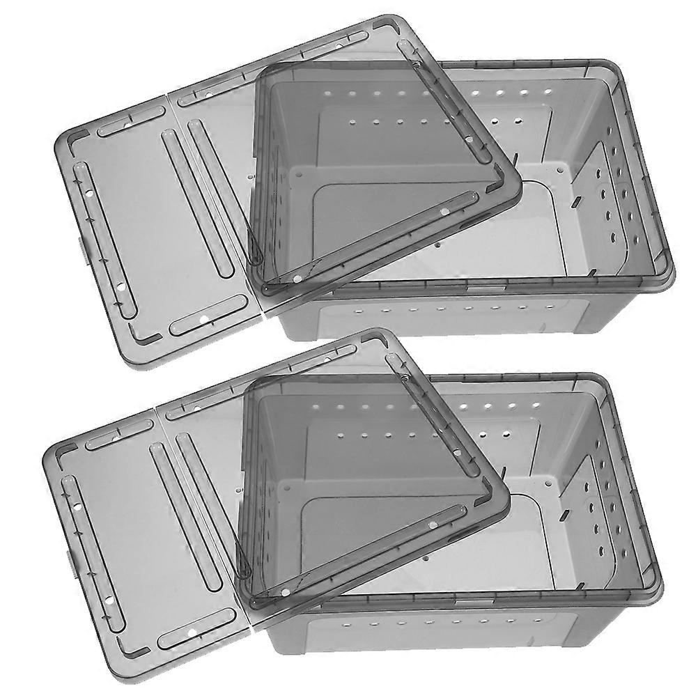 2pcs Reptile Feeding Boxes Breathable Spider Container for Small Reptiles