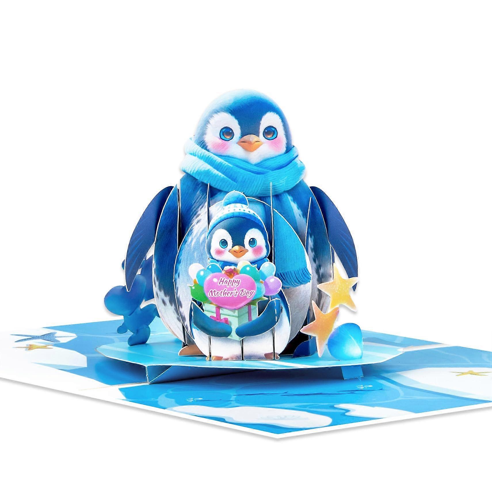 Pop-Up Card Penguin 3D Pop-Up Mother's Day Card Birth Card For Mother