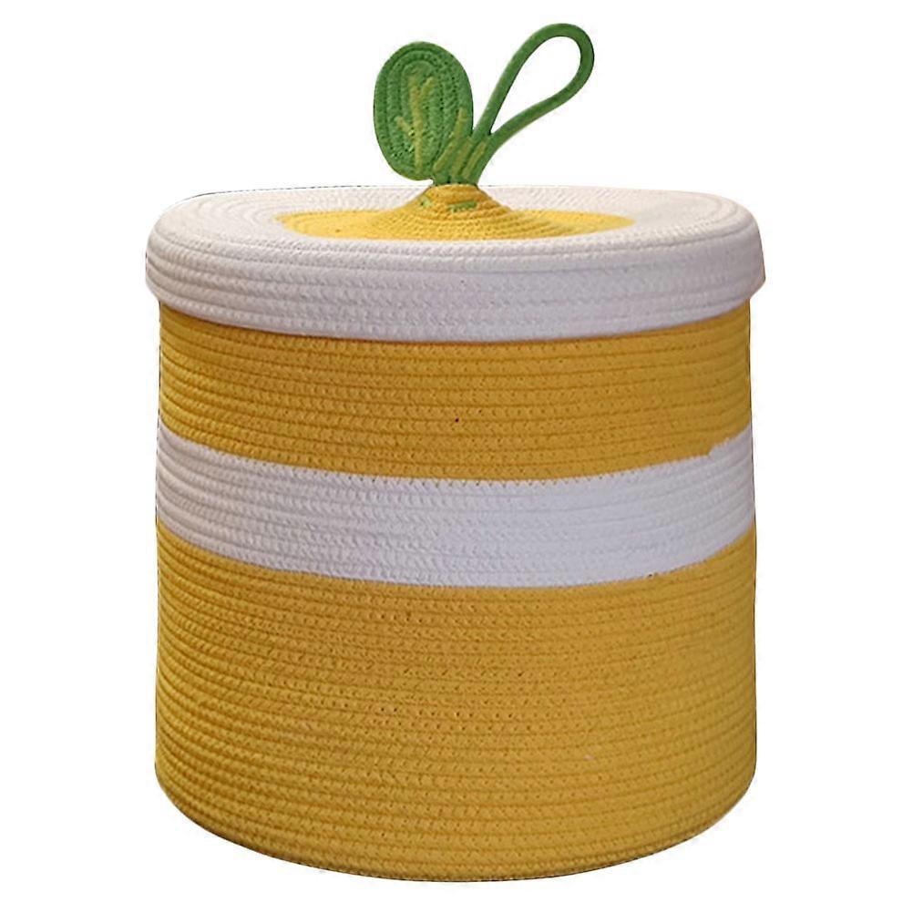 Flowerpot Cover Storage Basket Dirty Clothes Basket For Bathroom 11.79X11.79X11.79in Yellow Cotton 1Pack