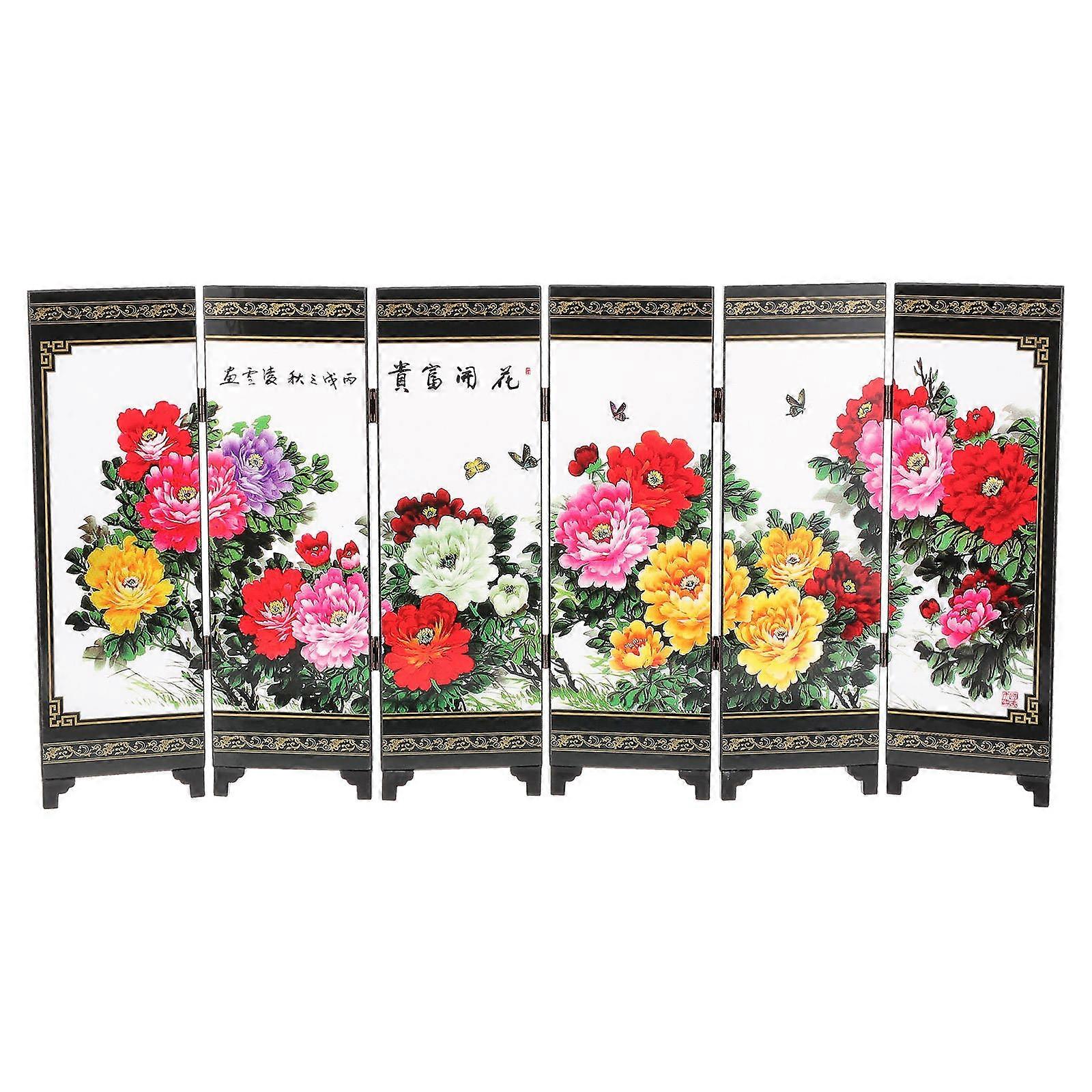 Mini Folding Screen for Dollhouse Decor, Chinese Style Micro House Divider, Desktop Decorative Prop for Creative Play and Miniature Landscaping
