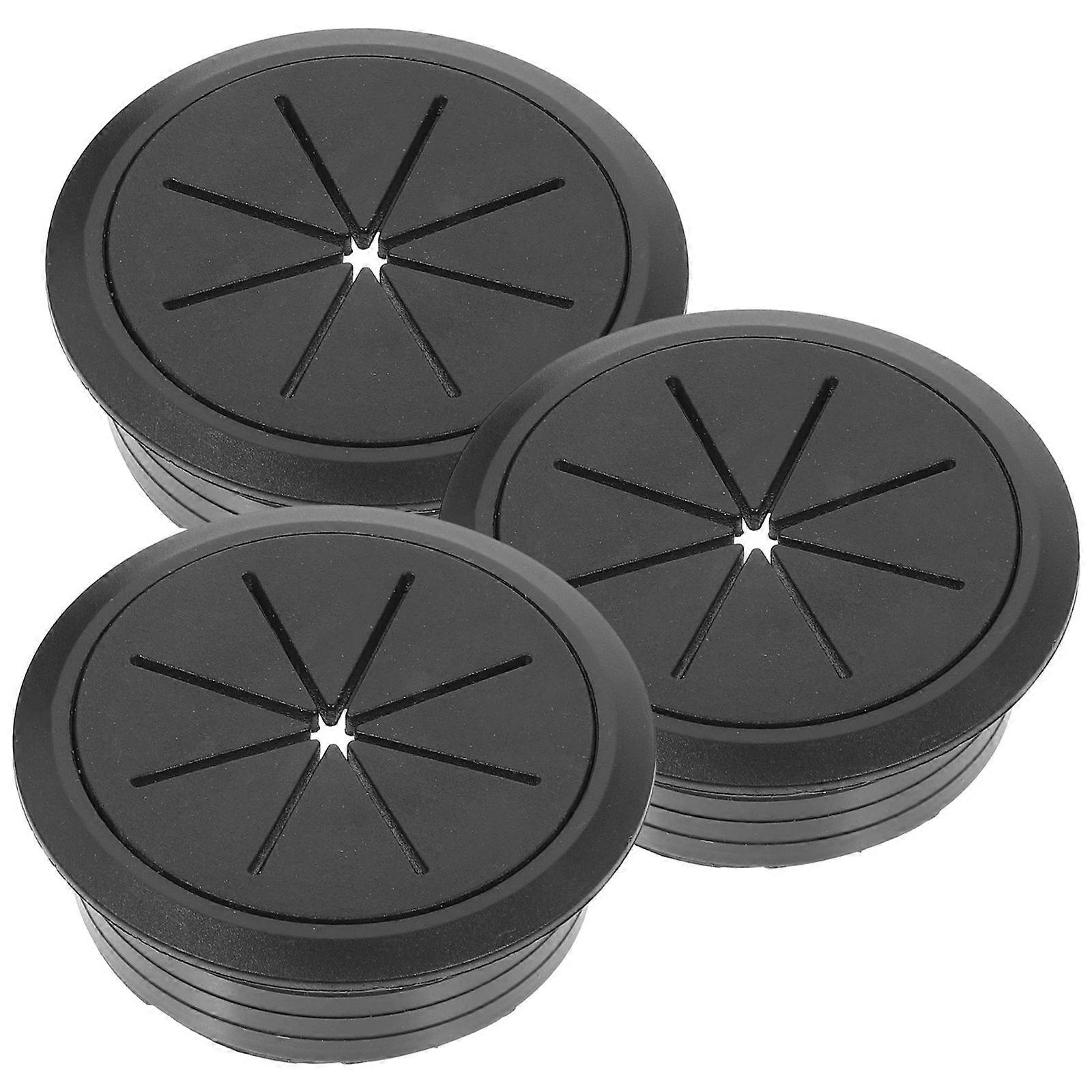 Round Wire Hole Plugs For Desktop Cable Management In Black 3Set For Tidy Office Use