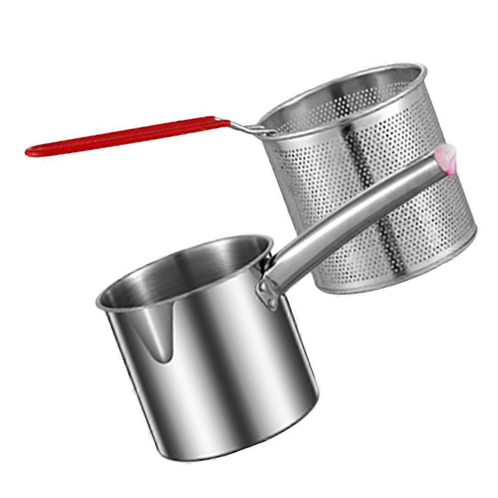 Stainless Steel Fry Basket with Ergonomic Handle for Home Use Convenient Cooking Silver 1 Set