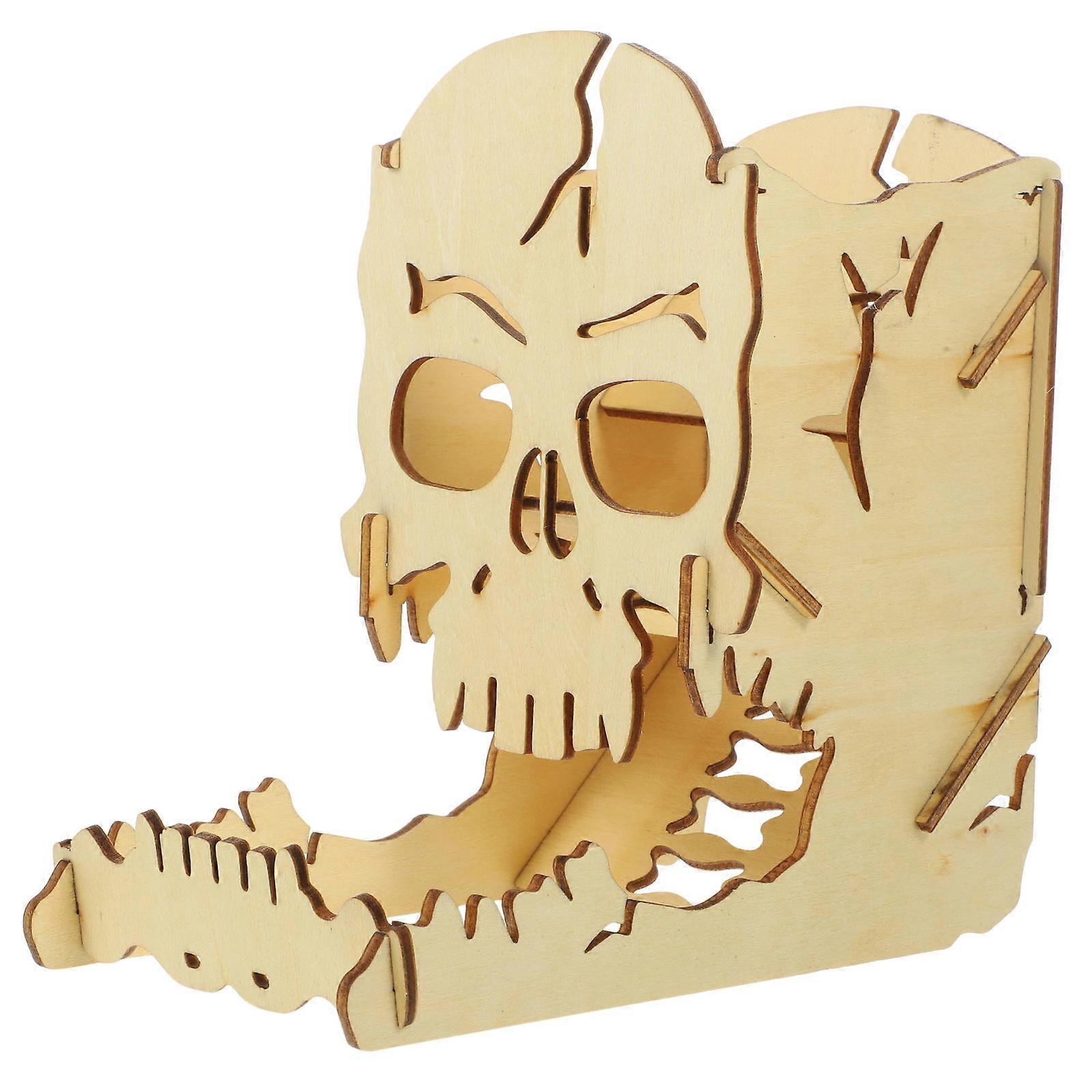 Wooden Skull Tower Board Game Accessory Suitable For Parties Home Entertainment KTV Bars Beige Color 1 Set