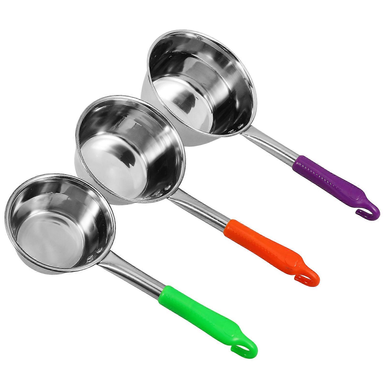 Water Soup Ladle 3Pcs Kitchen Ladle For Watering Assorted Color Made From Stainless Steel And Plastic Materials