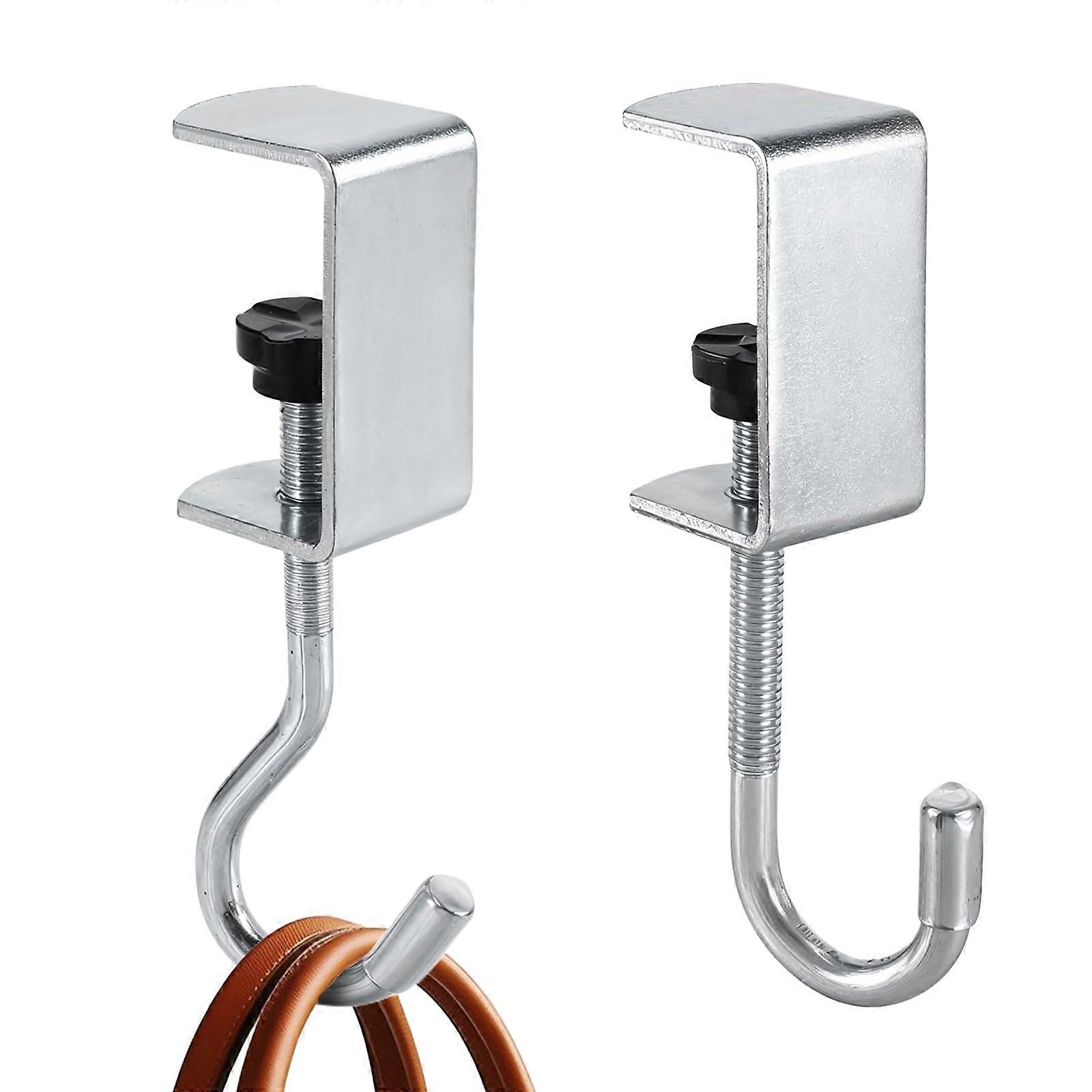 2 x Desk Mount, Bag Holder, Desk Hook with Adjustable Arm Clamp Under the Table, Handbag Hanger, Wallet Hook, Portable Clamp Backpack Hanger for