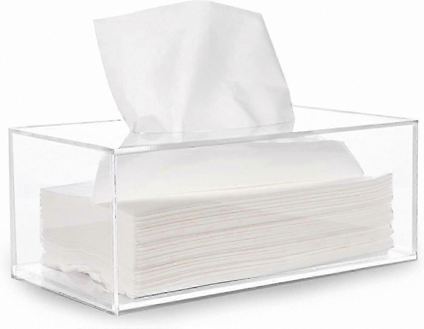 Clear Acrylic Rectangular Tissue Box Cover for Bathroom, Kitchen, and Office Use