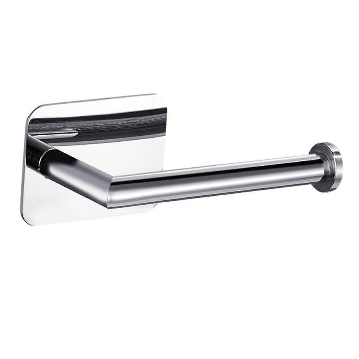 Toilet Paper Holder No Drill Installation, Sturdy Wall Mount With Towel Storage, Fits Standard Rolls, Smooth Edges
