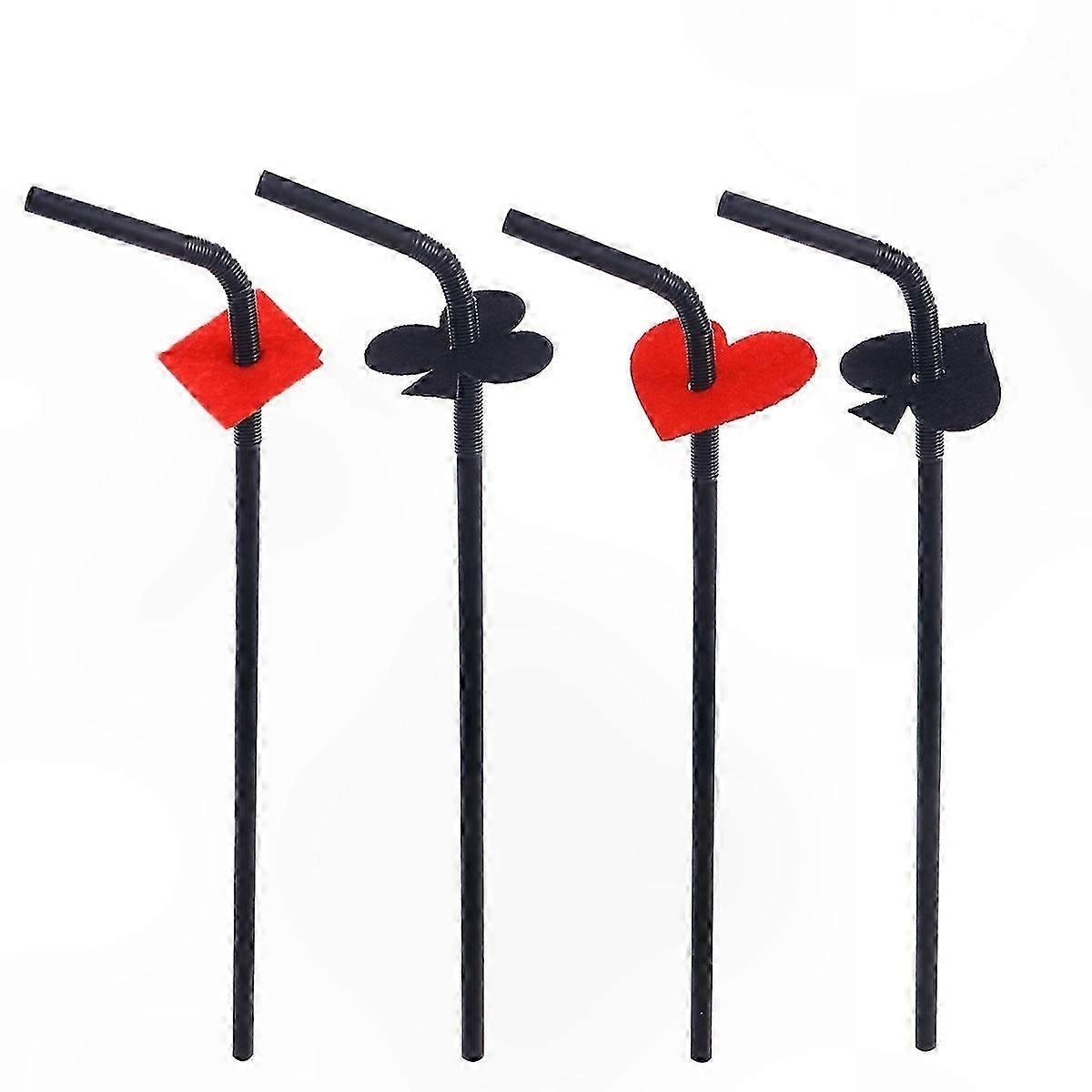 20-Pack Playing Card Design Drinking Straws for Casino-Themed Parties