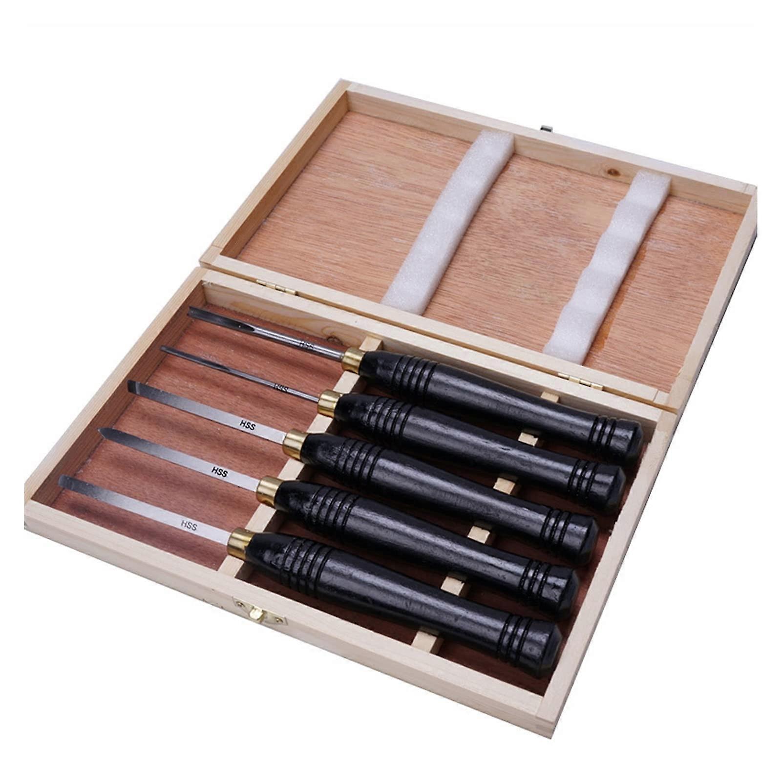 HSS Lathe Chisel Set - 5-Piece Woodworking Tools, Durable High-Speed Steel For Precise Turning, Semicircle Knife