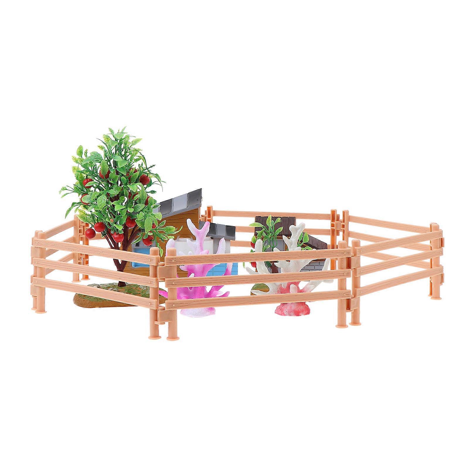 Kids Toys Farm House Fruit Tree Simulation Miniature Landscape Indoor Play Pvc Assorted Color Simulation 1 Set