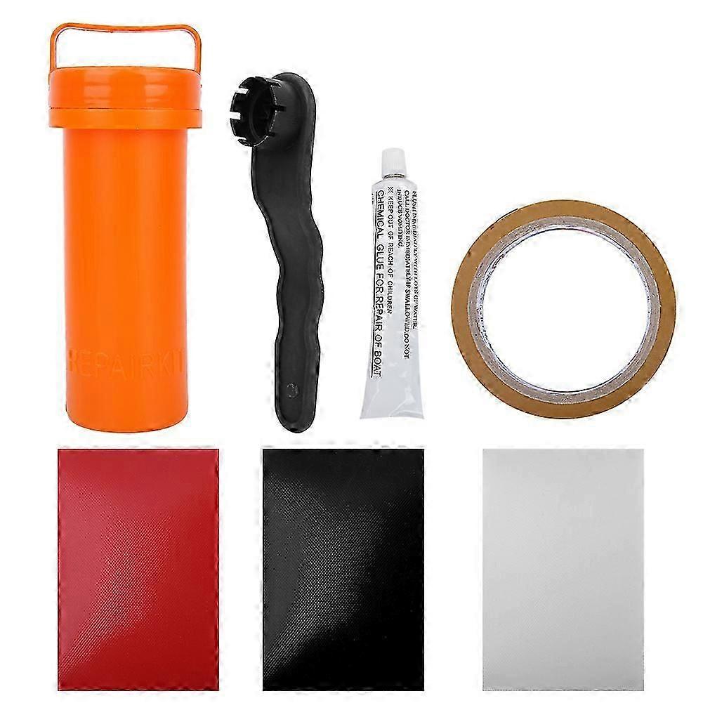 PVC Repair Kit with Glue & Wrench for Inflatable Boat, Dinghy, Raft, Kayak - Quick Fix Patches
