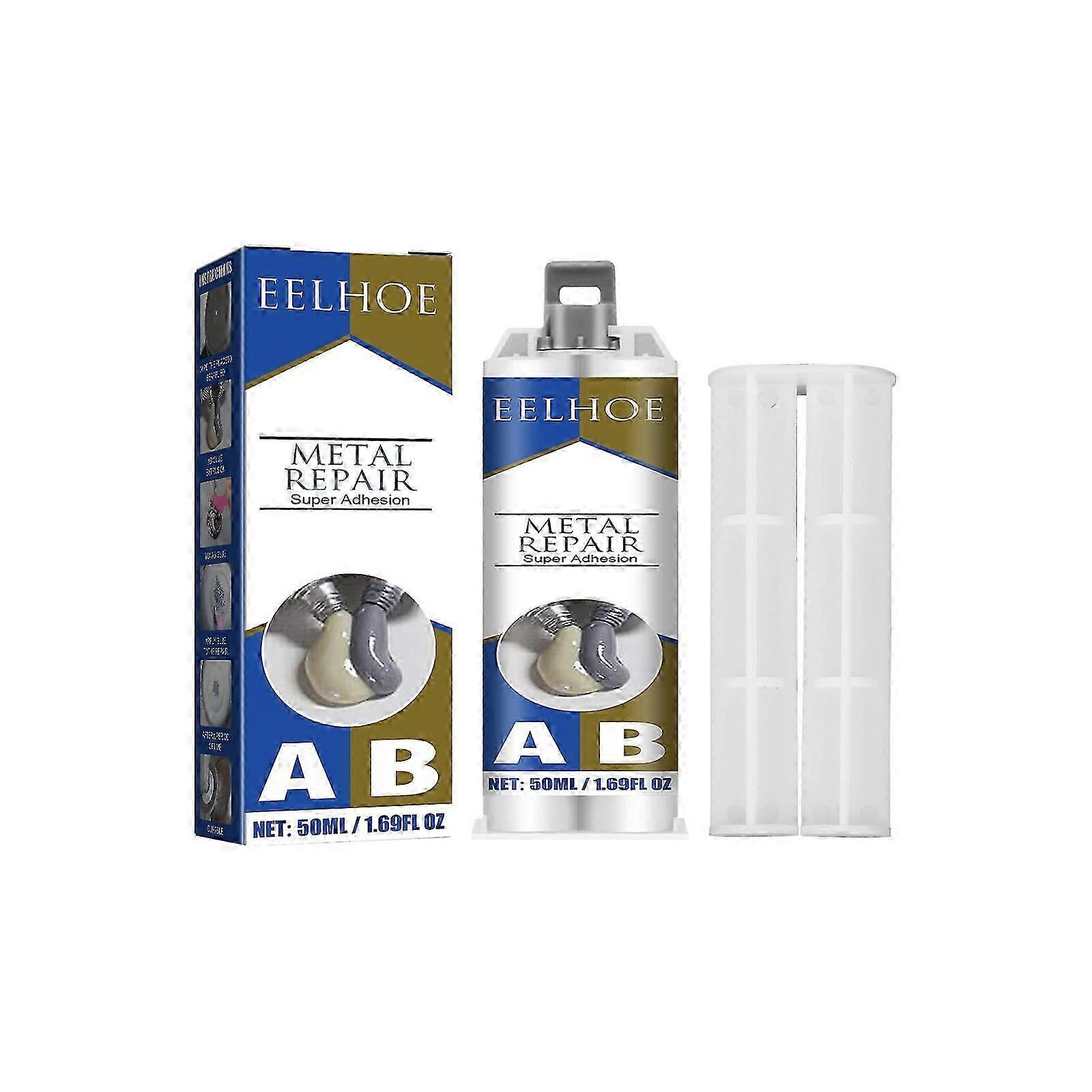 EELHOE metal AB casting adhesive (50ml) fills cracks, leaks, dries quickly, and is a high-temperature resistant welding metal repair agent