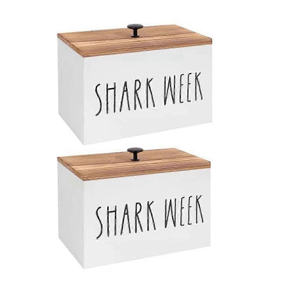 Bathroom Storage Bin Tampon Holder (2PCS) for Wood Bin with Lid & Movable Partition - Feminine Organizer
