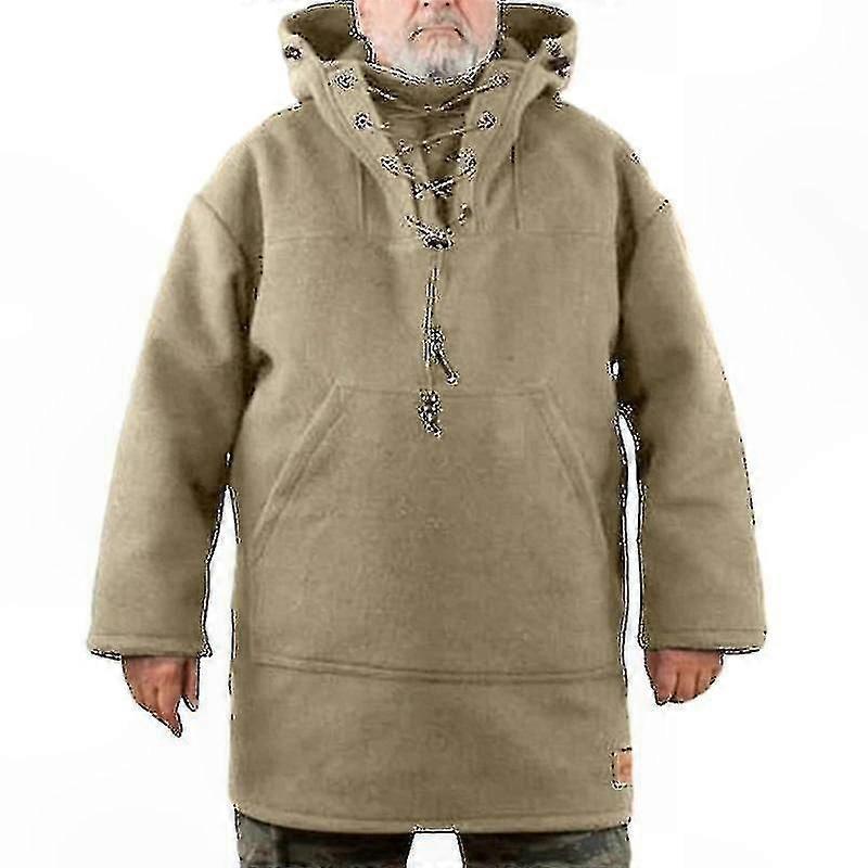 Men's Winter Wool Hooded Coat with Leisure Design and Warm Sweatshirt Features
