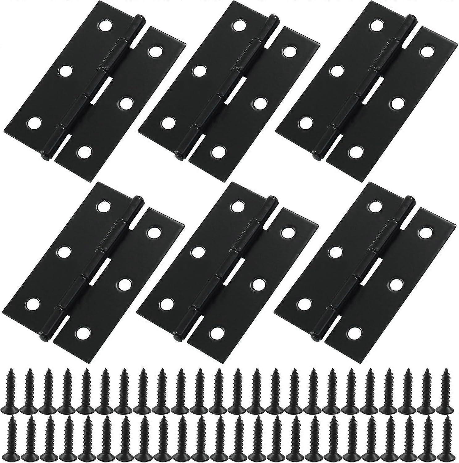 6 Pack 2.5 Inch Door Hinge Cabinet Hinge,Folding Butt Hinges Black Furniture
