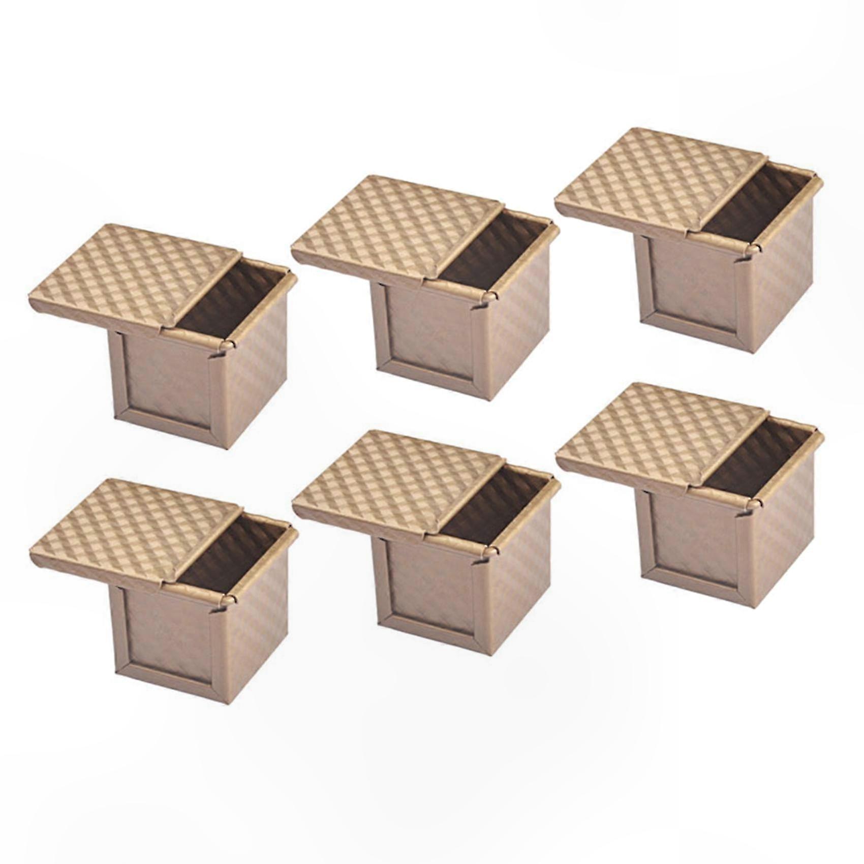 Non-Stick Mini Bread Loaf Pan with Lid, 6-Pack Pullman Toast Mold for Baking