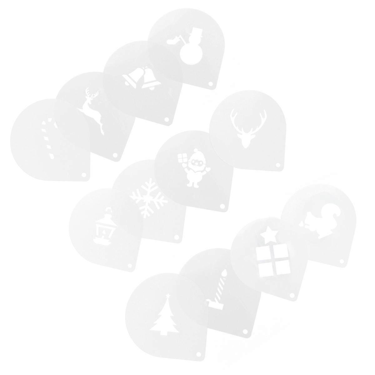 Coffee Decorating Stencils Plastic Latte Art Stencils for DIY 12Pcs Set