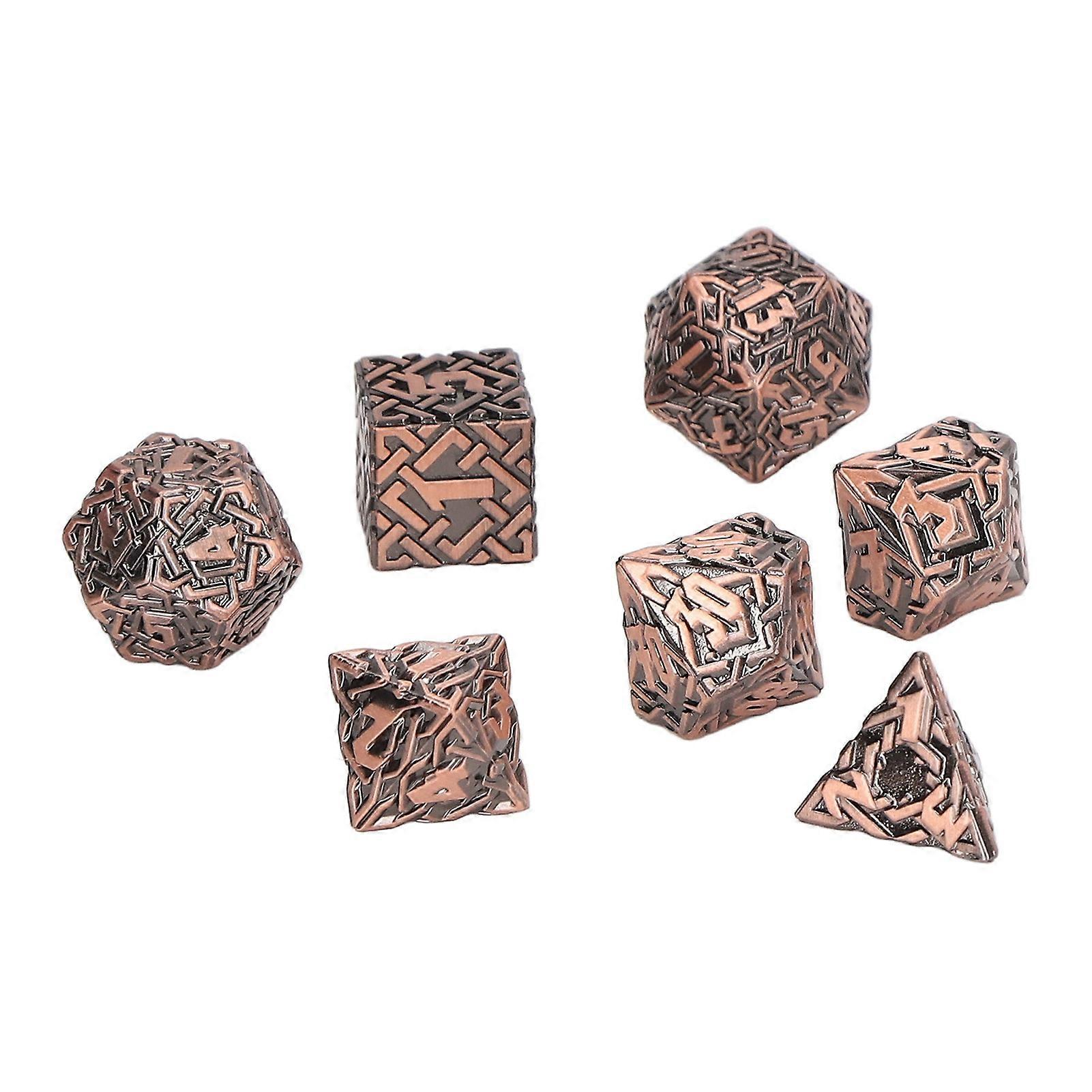 7pcs Metal Polyhedral Dice Set with Maze Patterns for RPG Games