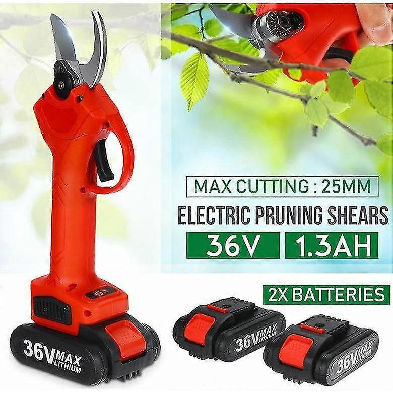 Cordless Rechargeable Electric Pruning Shears Secateur Branch Cutter + 2 Batteries