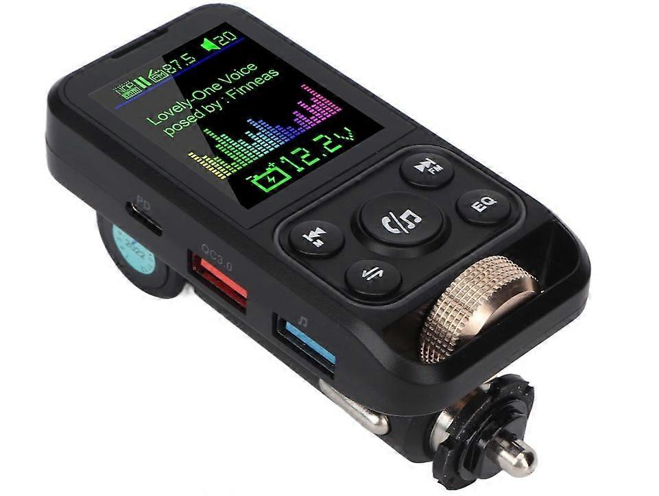 Car Bluetooth FM Transmitter, Bluetooth FM Radio Adapter, Support PD30W QC18W Fast Charging, Colorful Breathing Ambient Light, One Key Hands Call(Blac