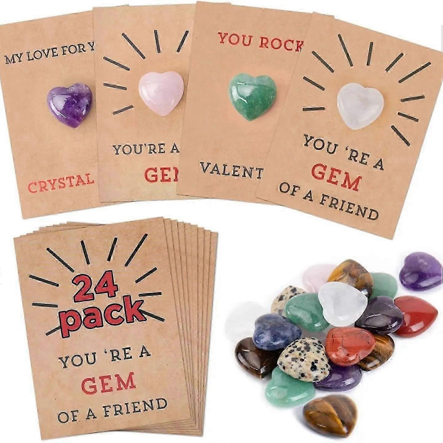 24Pcs Valentines Cards with Heart-Shape - Valentine Gift Exchange for Boys Girls Classroom School Party Favors