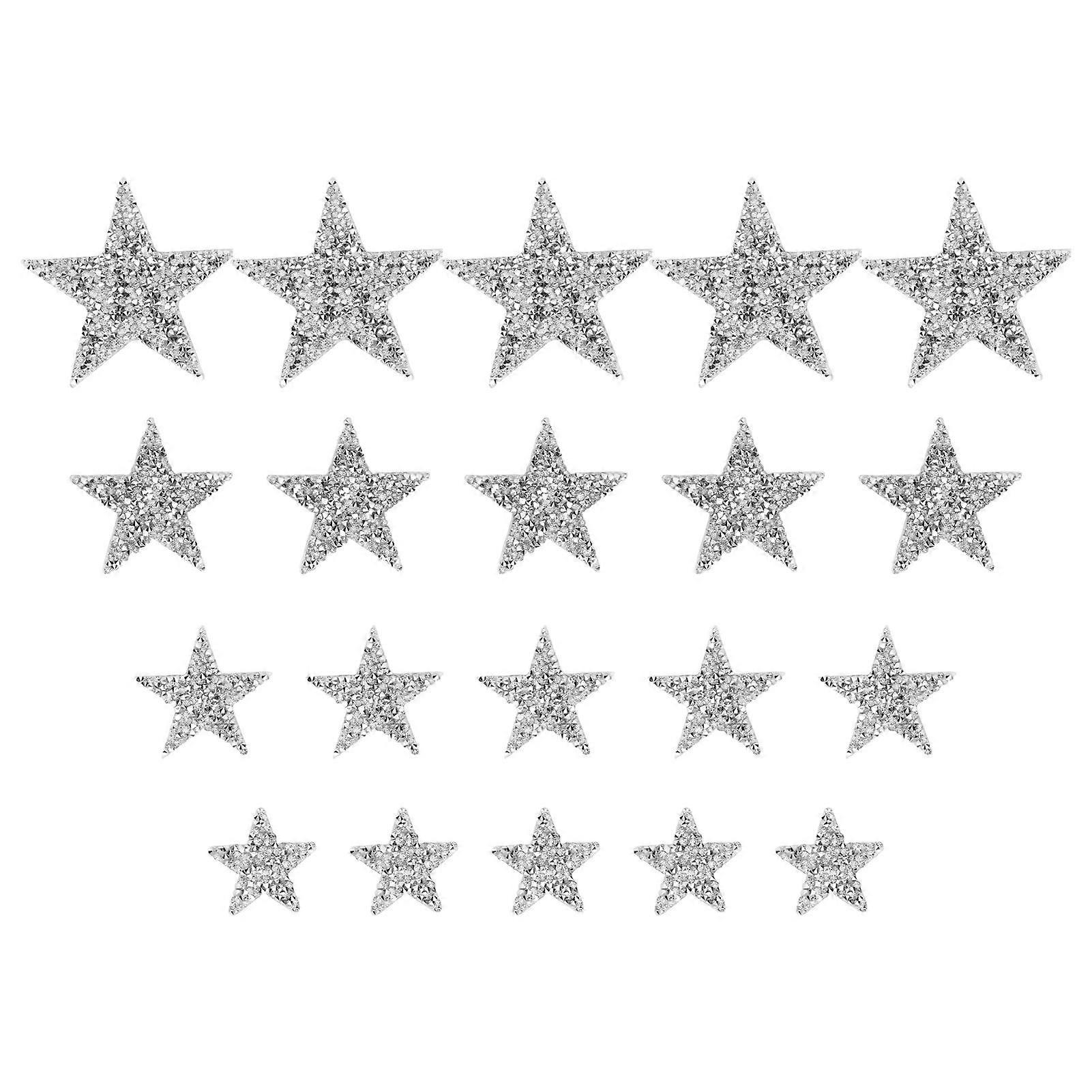 20pcs Rhinestone Star Patches Exquisite Beautiful Iron On Patches Sew On Patches for Jackets Bags