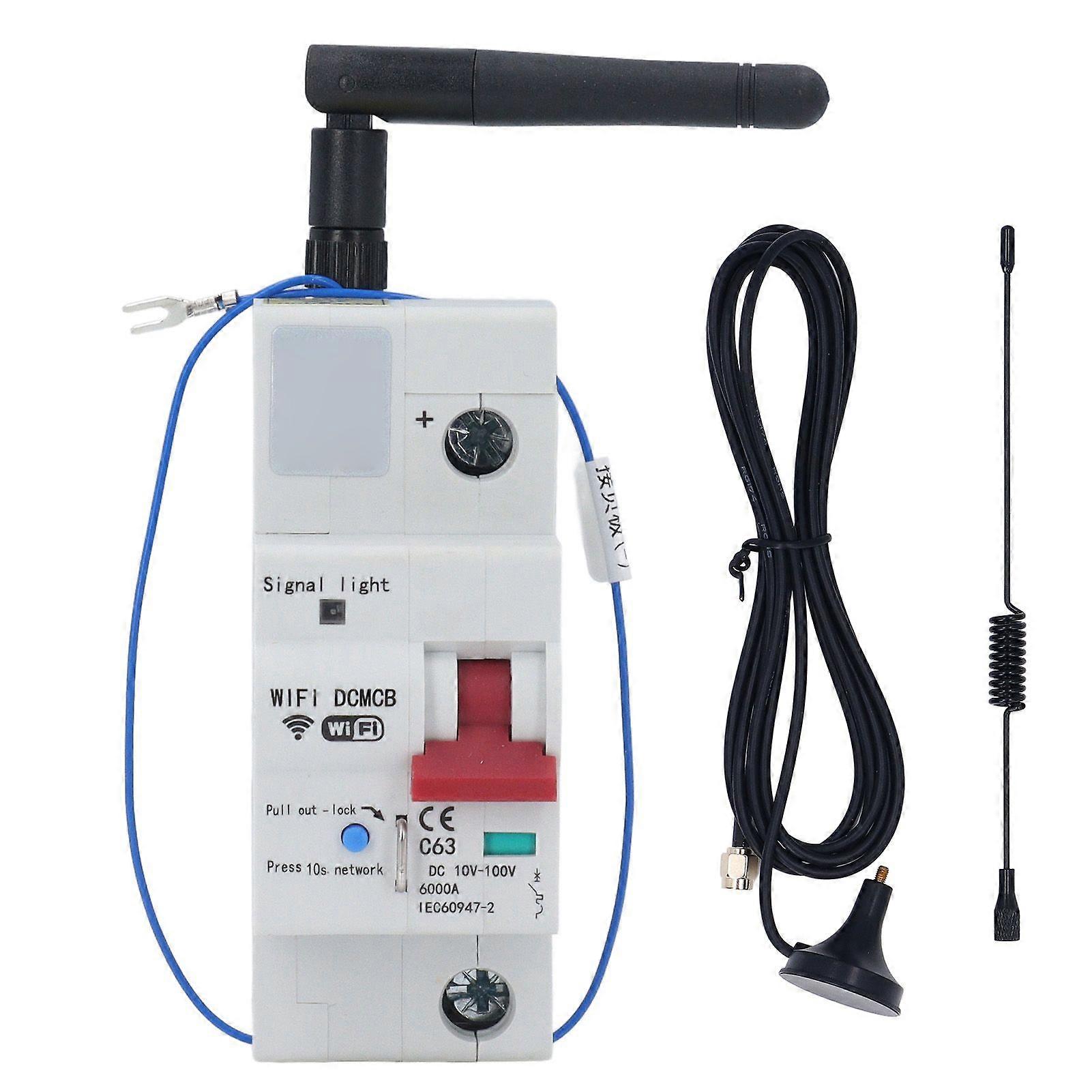 Smart WiFi Circuit Breaker Voice Speaker Mobile Remote Control 1P Miniature Air Switch DC10V100V 63A
