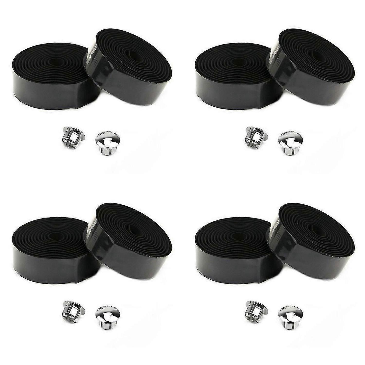 Bicycle Handlebar Bar Grip Wrap Tape + 2 Bar Plugs-Black