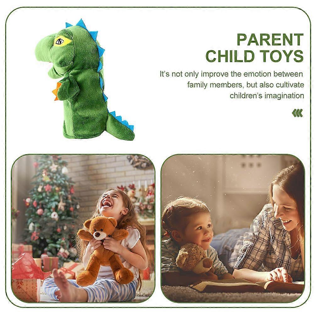 Cartoon Dinosaur Plush Hand Puppet for Kids Parent-Child Toy Green