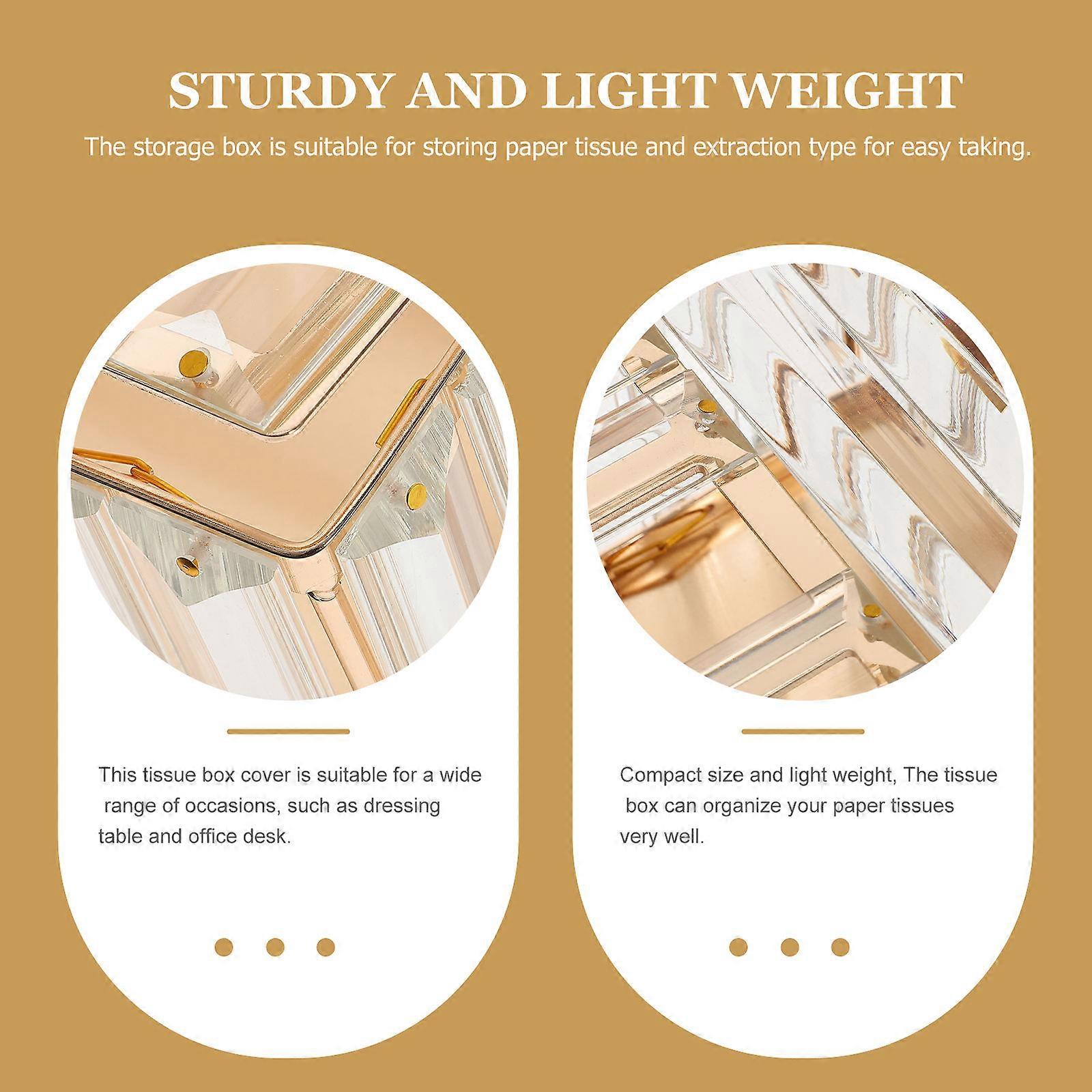 Rectangular Tissue Box Cover Decorative Napkin Holder Golden 22X13X9.5CM Paper Tissue Organization 1Pack