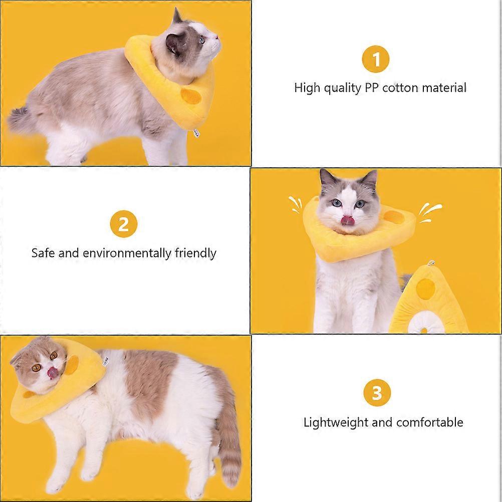 Anti-Lick Collar Adjustable Cat Cone Pet Protective Collar Cheese Design