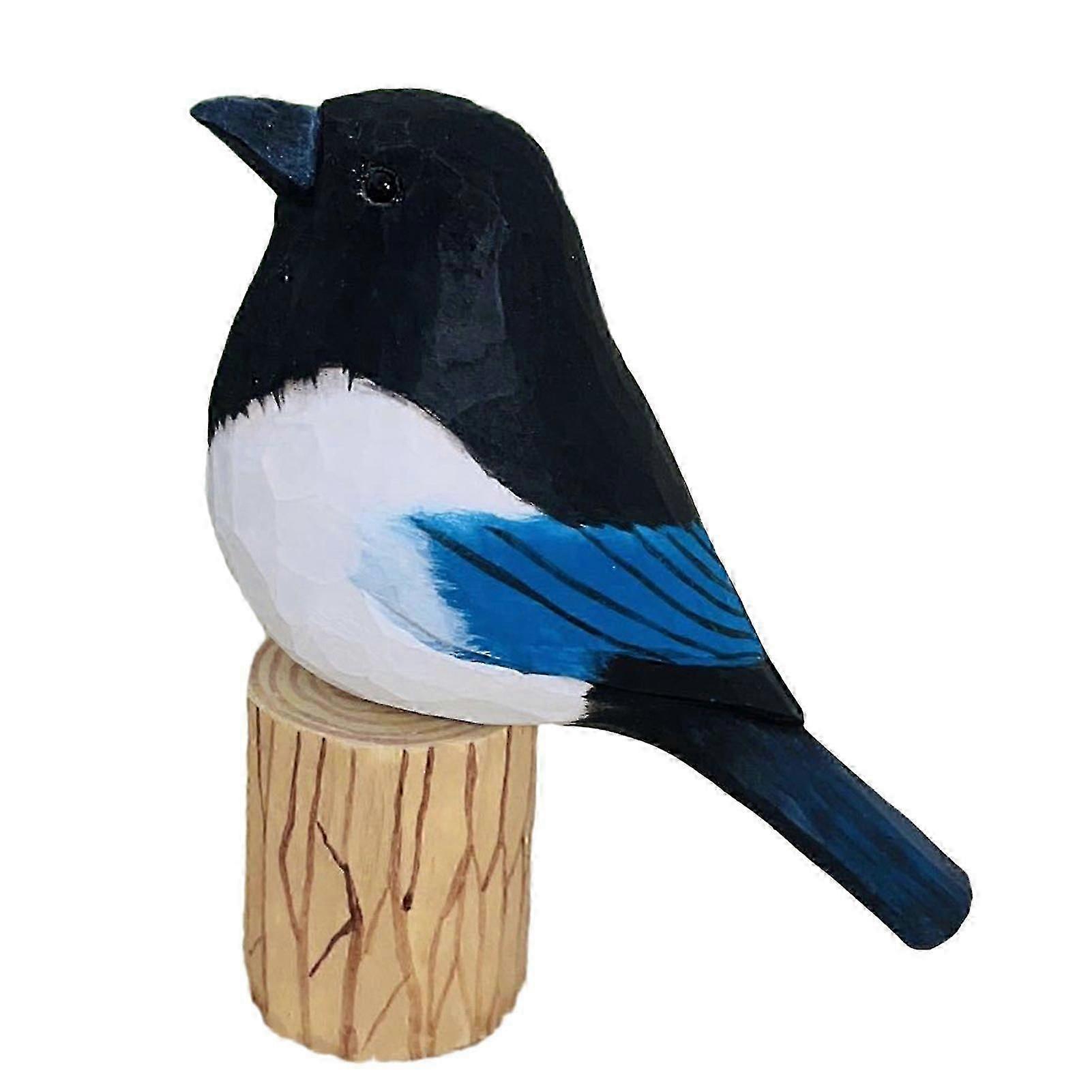 Bird Ornament Hand Carved Bird Figurine Bright Color Wooden Bird Statue For Home Holiday Decorations